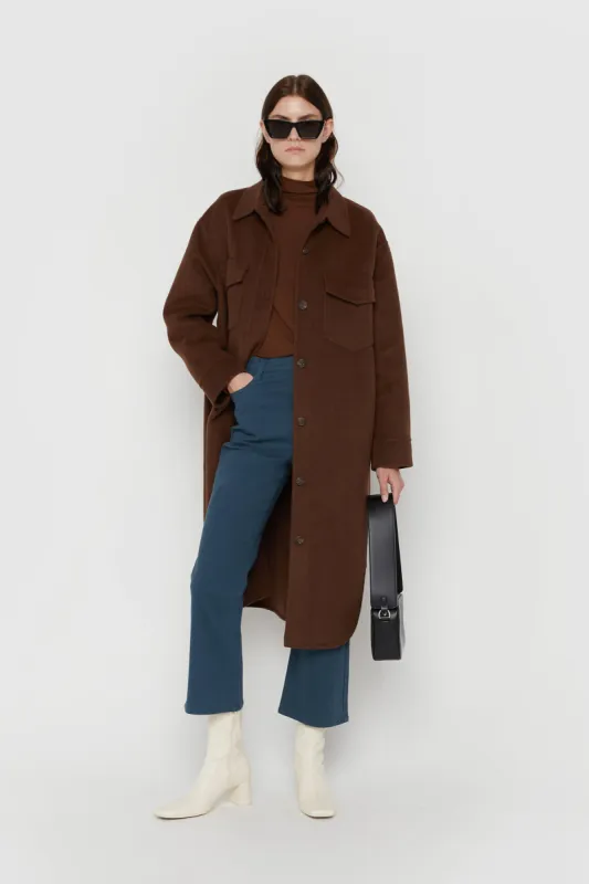 FLARED CROPPED TWILL PANT sold by OAK AND FORT