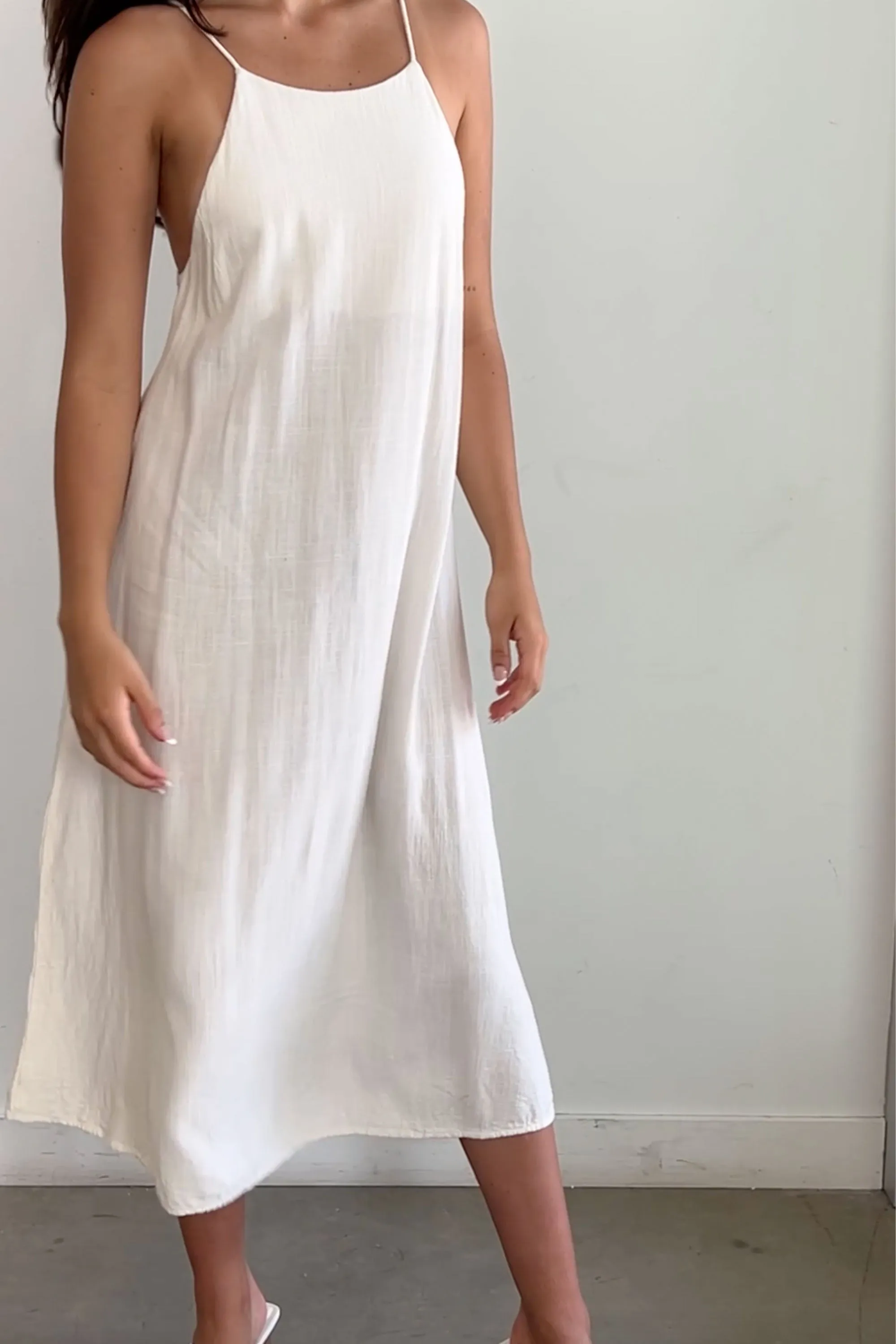 LINEN BLEND MIDI DRESS sold by OAK AND FORT