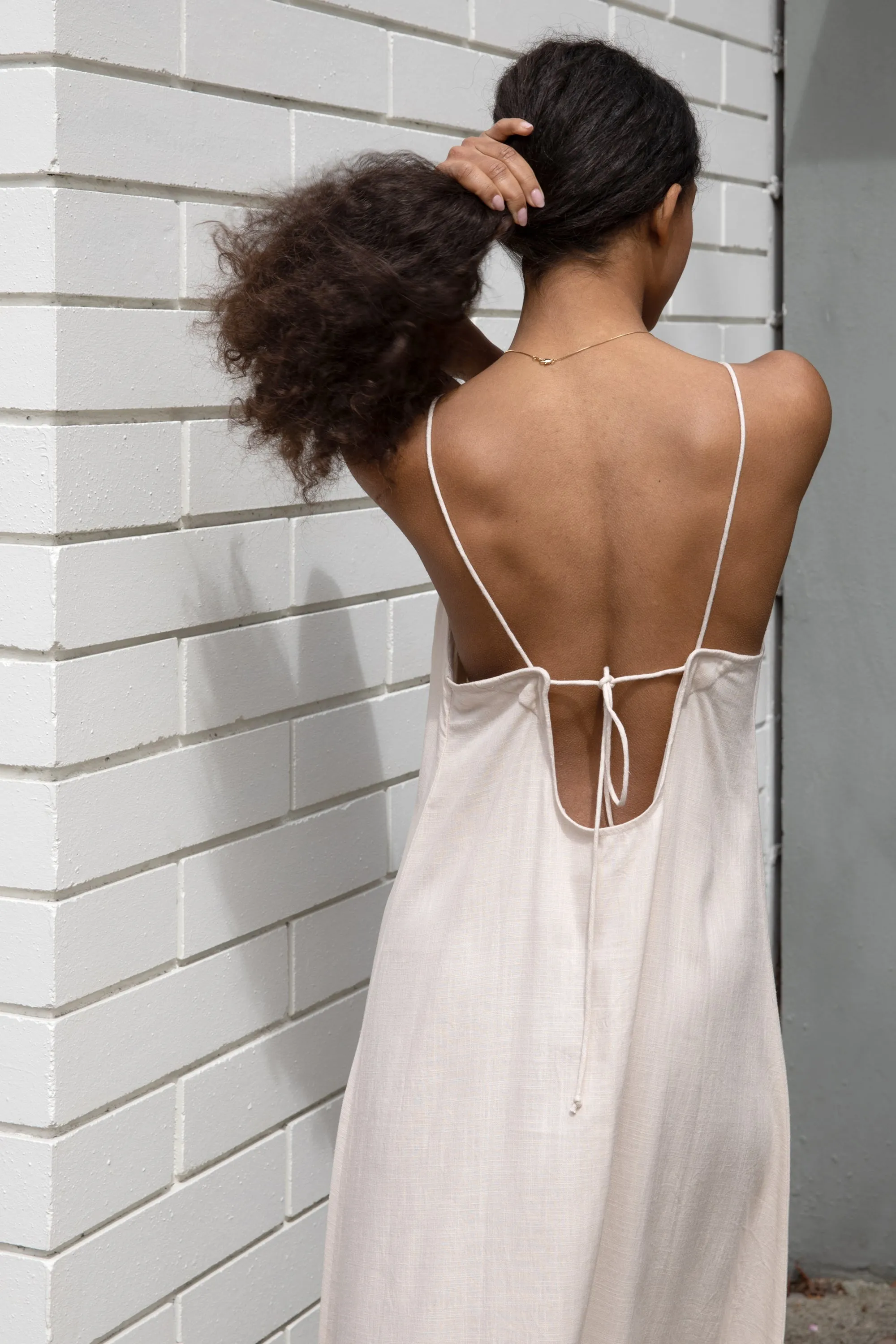 LINEN BLEND MIDI DRESS sold by OAK AND FORT product image thumbnail 5