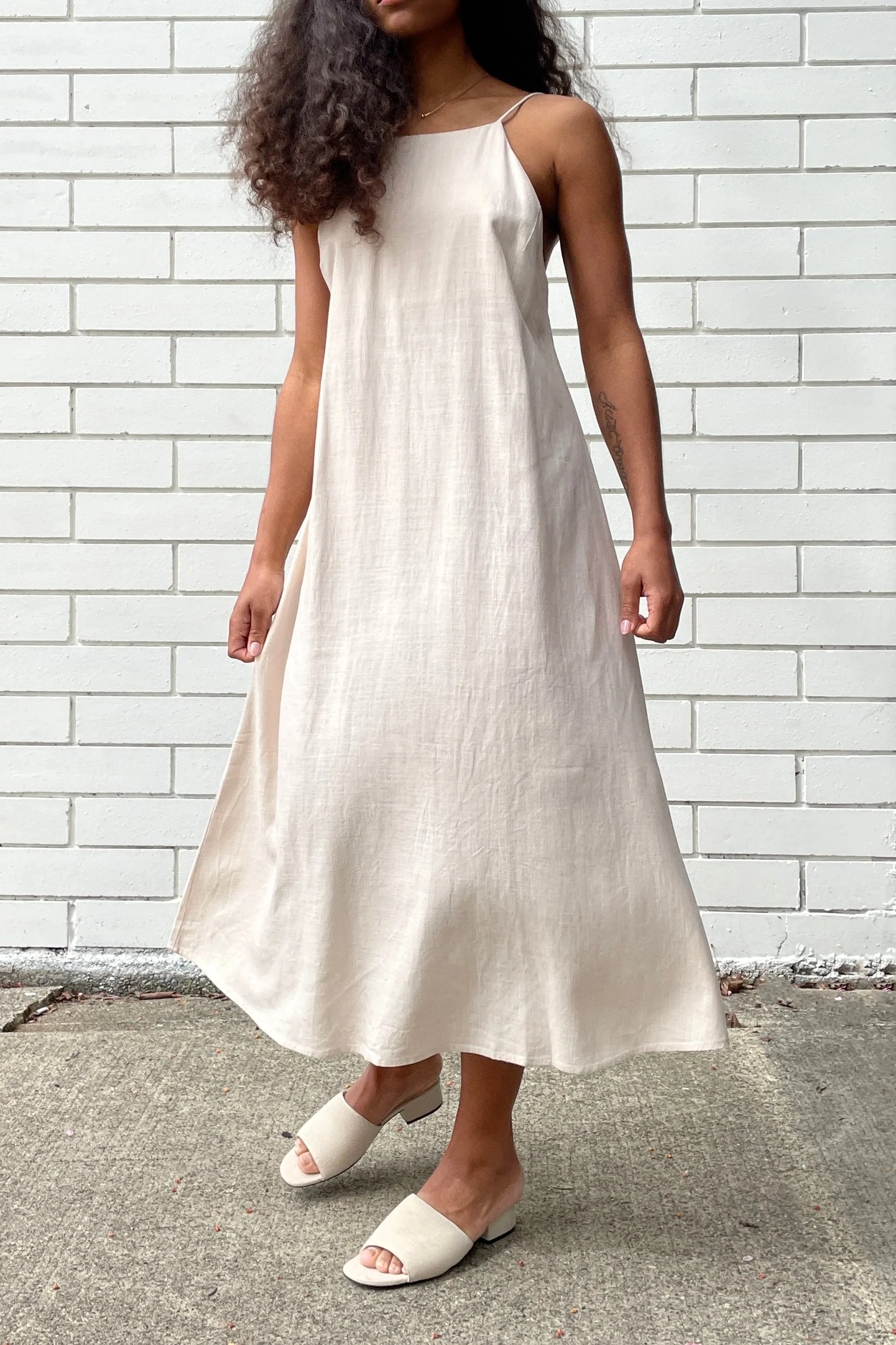 LINEN BLEND MIDI DRESS sold by OAK AND FORT product image thumbnail 4