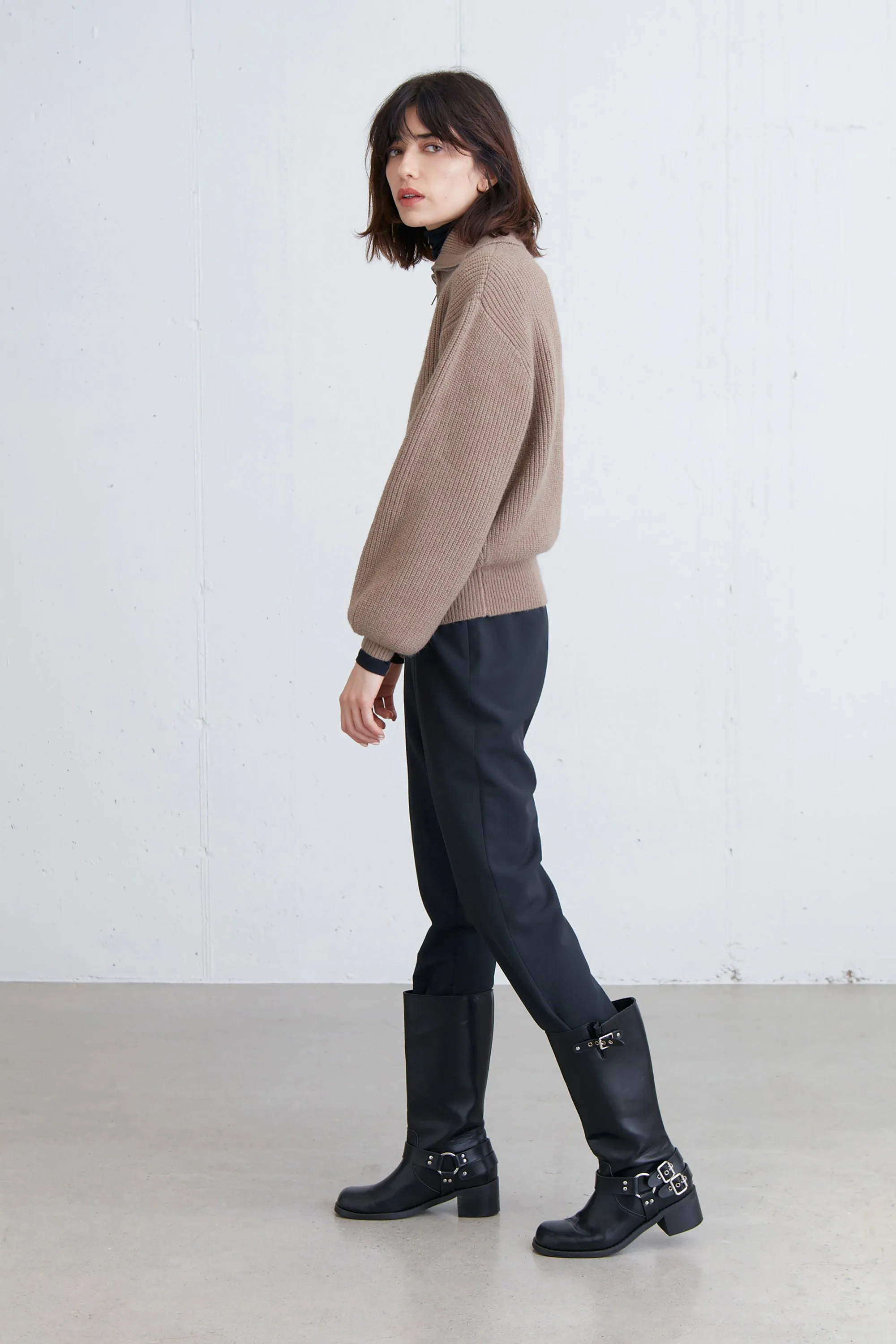 HIGH NECKLINE ZIP UP SWEATER sold by OAK AND FORT product image thumbnail 3