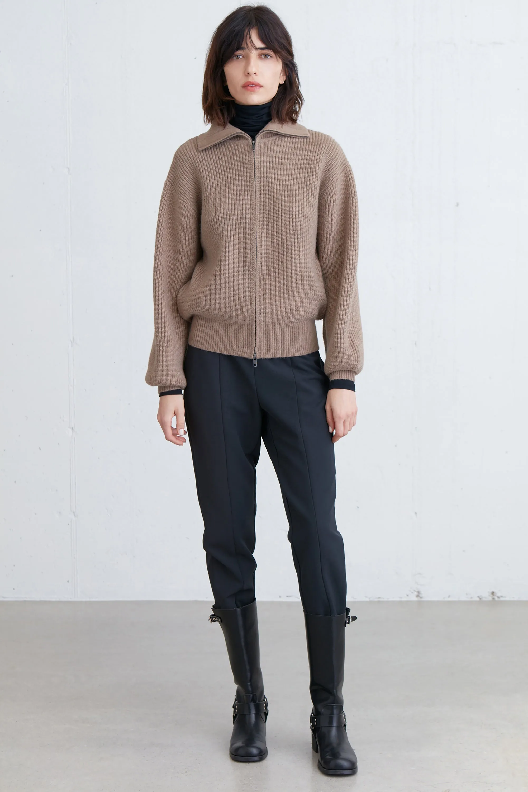 HIGH NECKLINE ZIP UP SWEATER sold by OAK AND FORT product image thumbnail 4