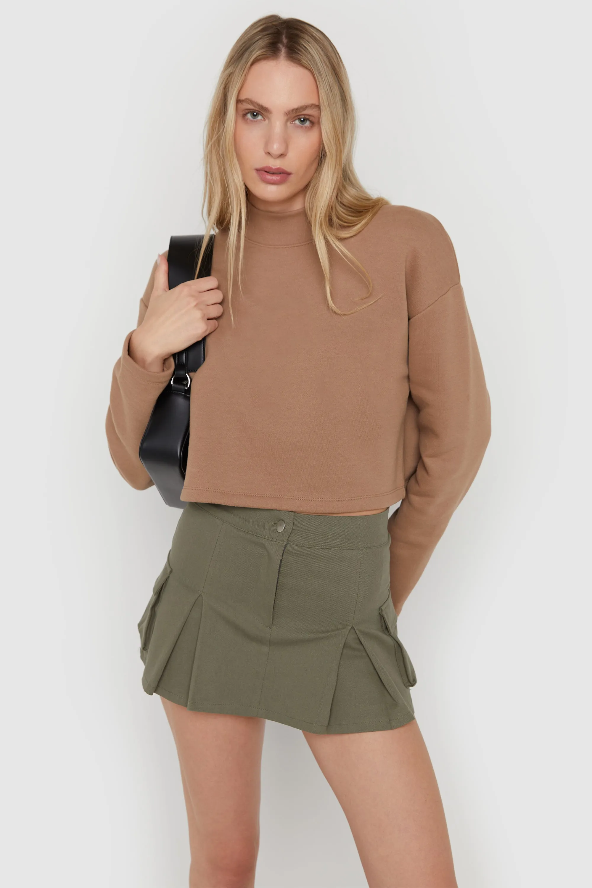 CROPPED MOCK NECK SWEATSHIRT sold by OAK AND FORT