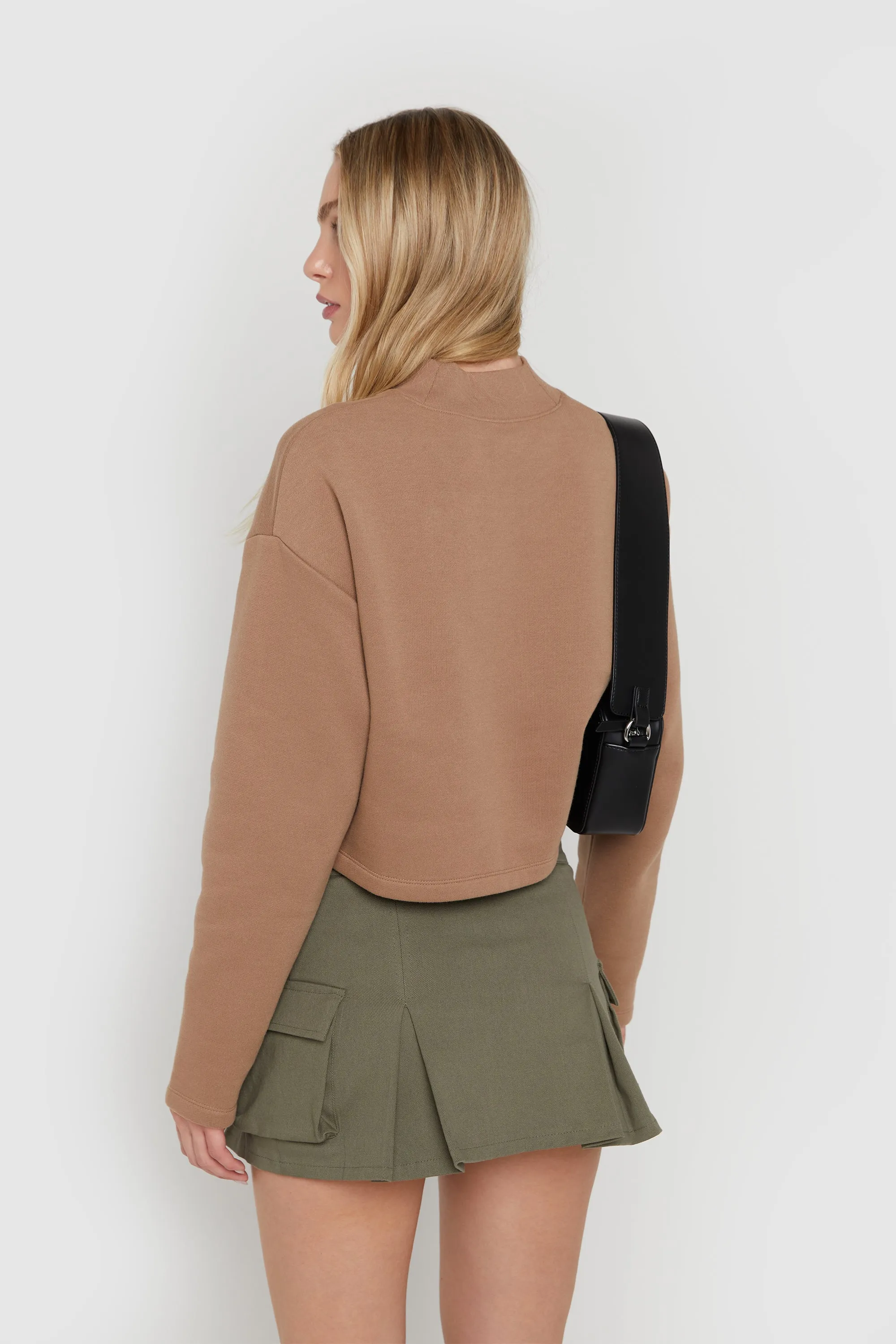 CROPPED MOCK NECK SWEATSHIRT sold by OAK AND FORT product image thumbnail 4