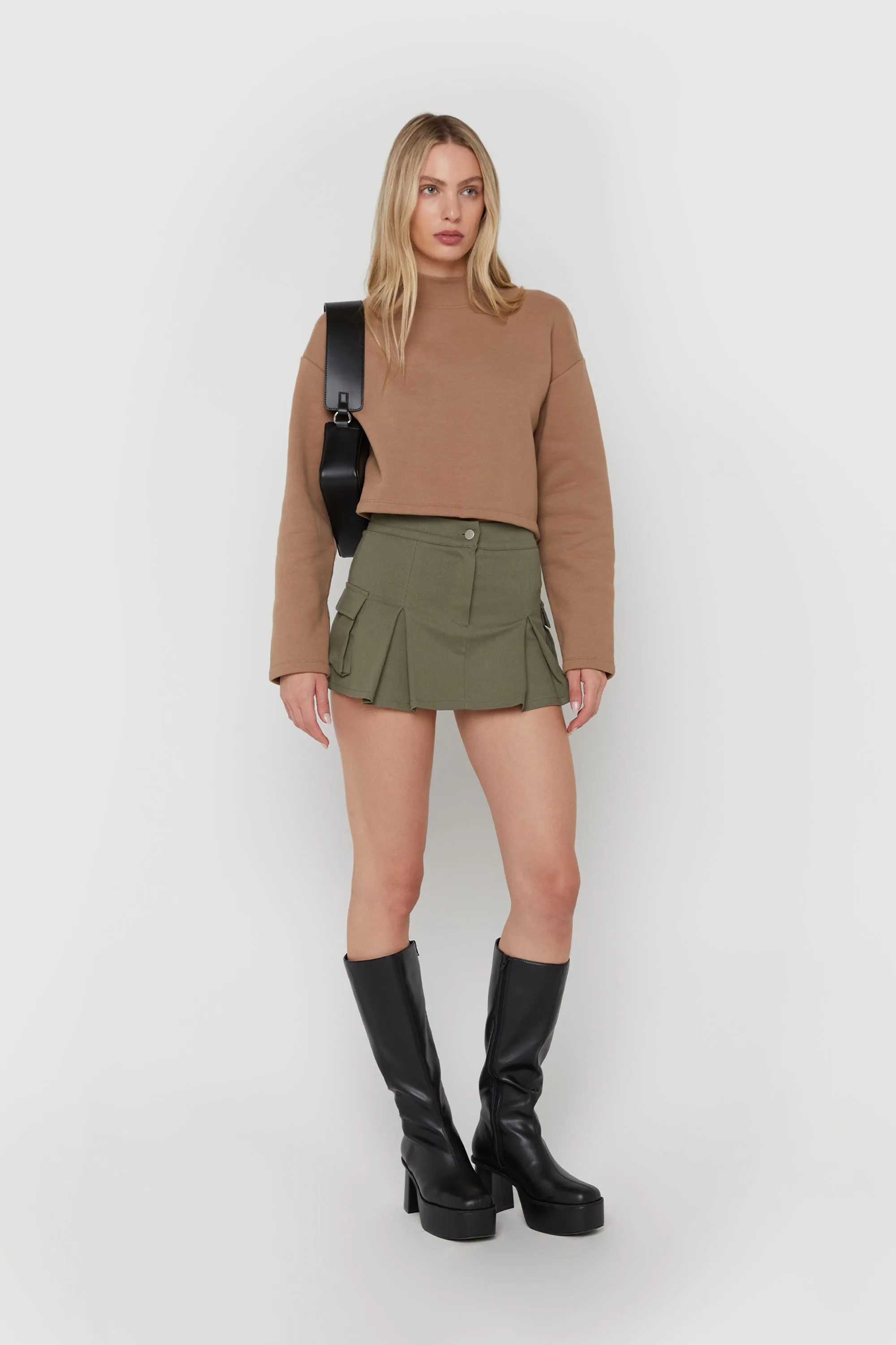 CROPPED MOCK NECK SWEATSHIRT sold by OAK AND FORT product image thumbnail 2