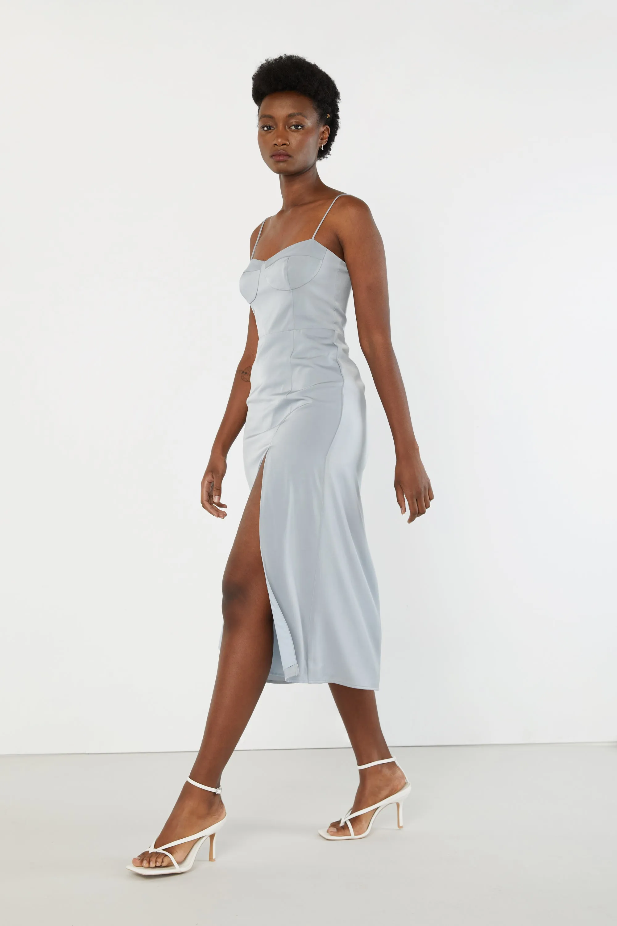 BUSTIER MIDI DRESS WITH SLIT sold by OAK AND FORT product image thumbnail 3