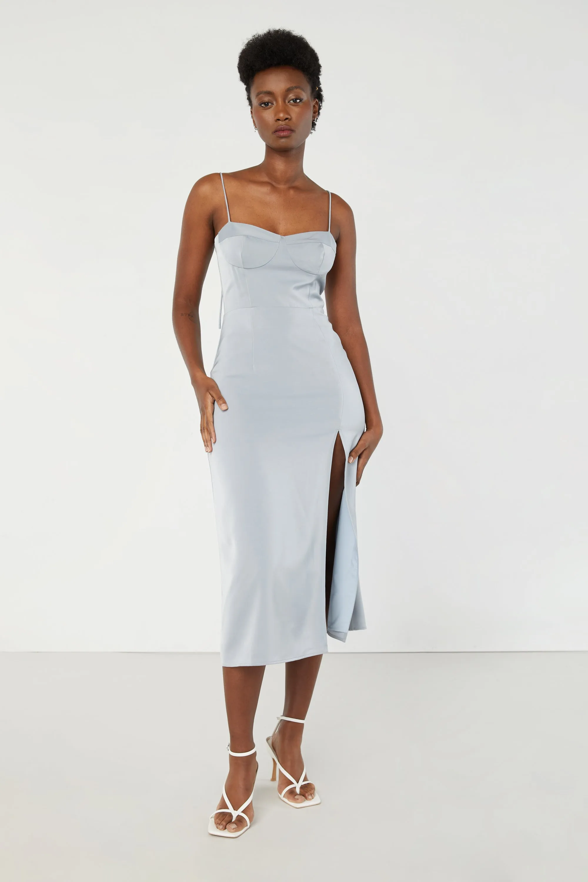 BUSTIER MIDI DRESS WITH SLIT sold by OAK AND FORT product image thumbnail 2