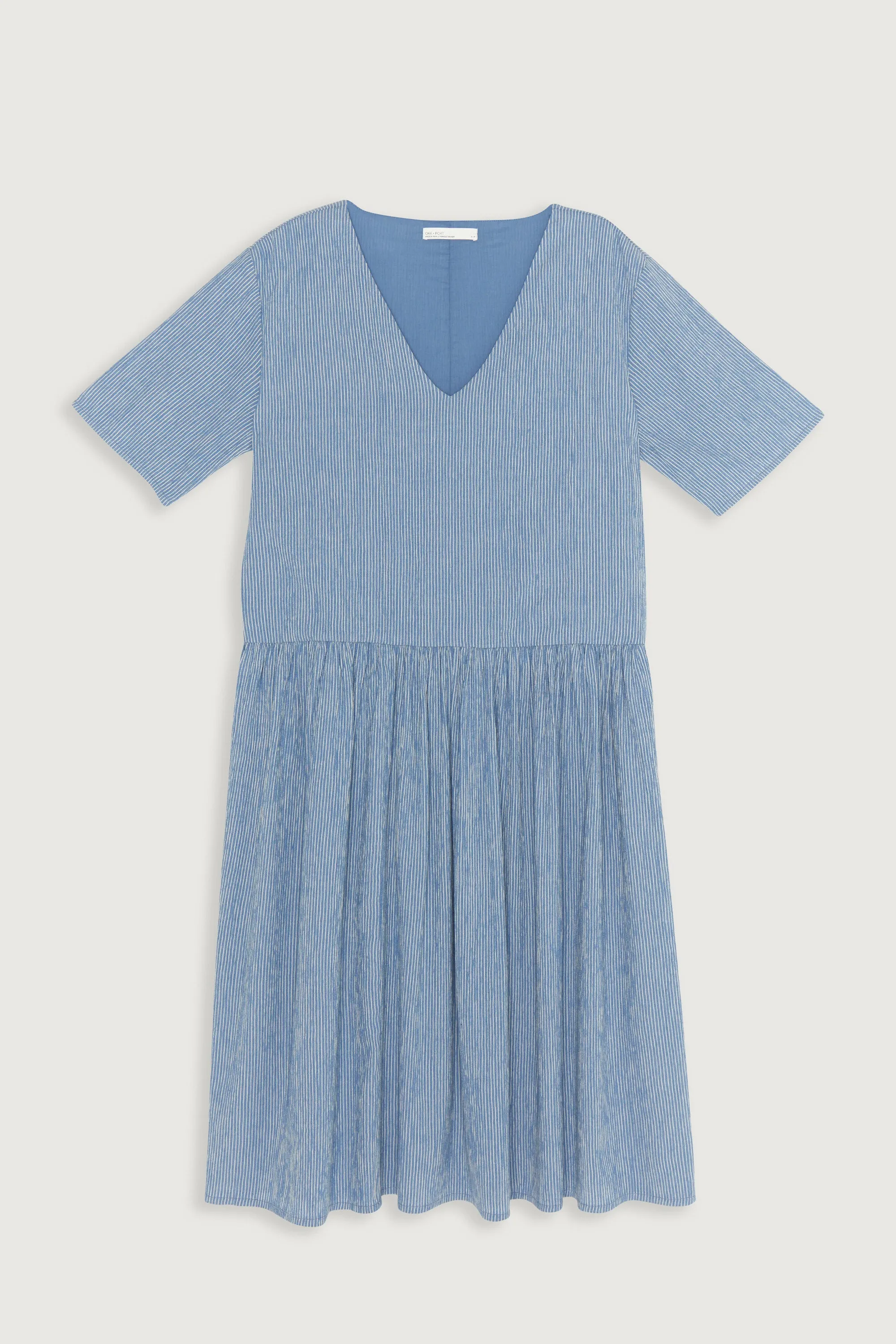 STRIPED SEERSUCKER FLOWY DRESS sold by OAK AND FORT product image thumbnail 3