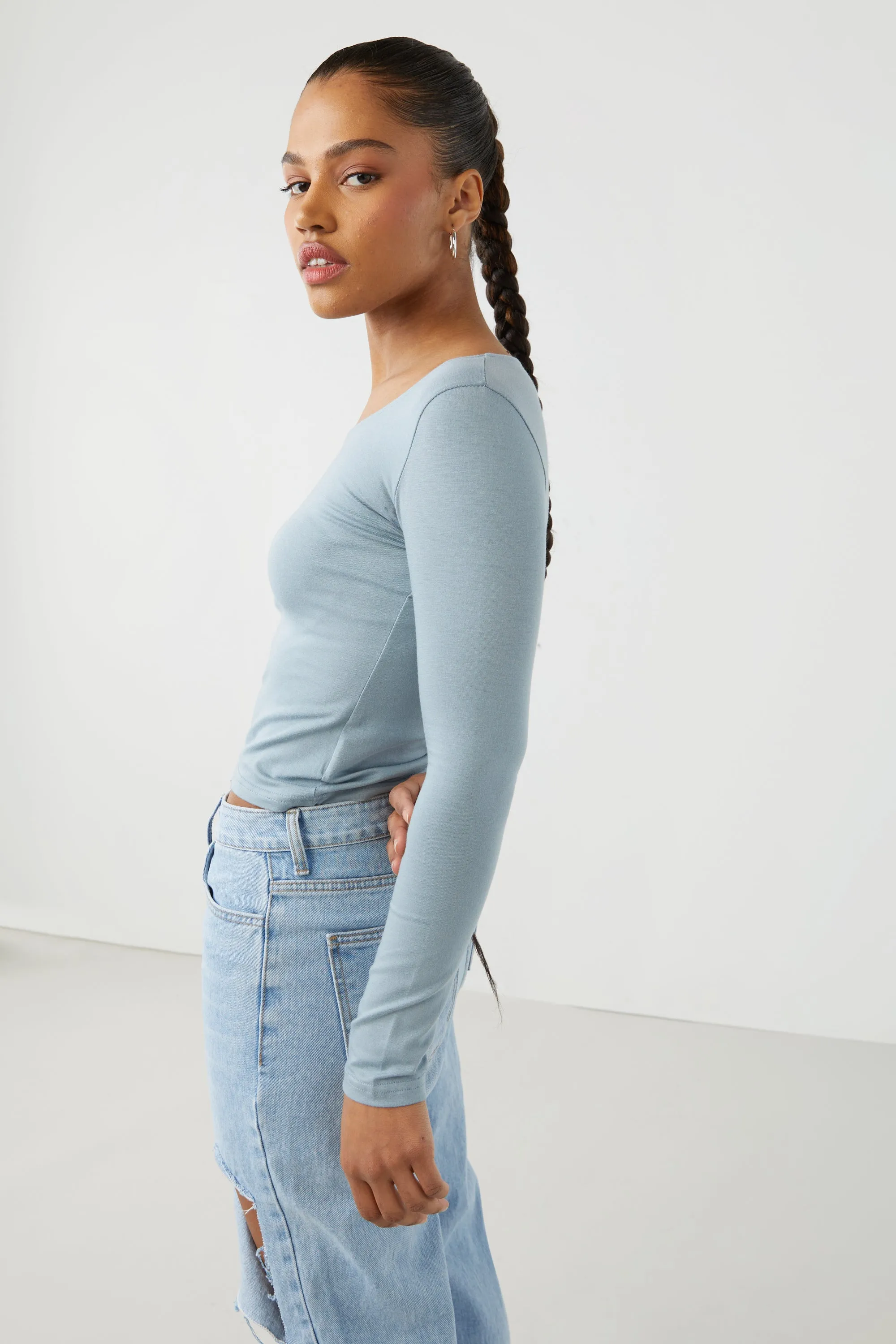 CROPPED LONG SLEEVE TOP sold by OAK AND FORT product image thumbnail 2