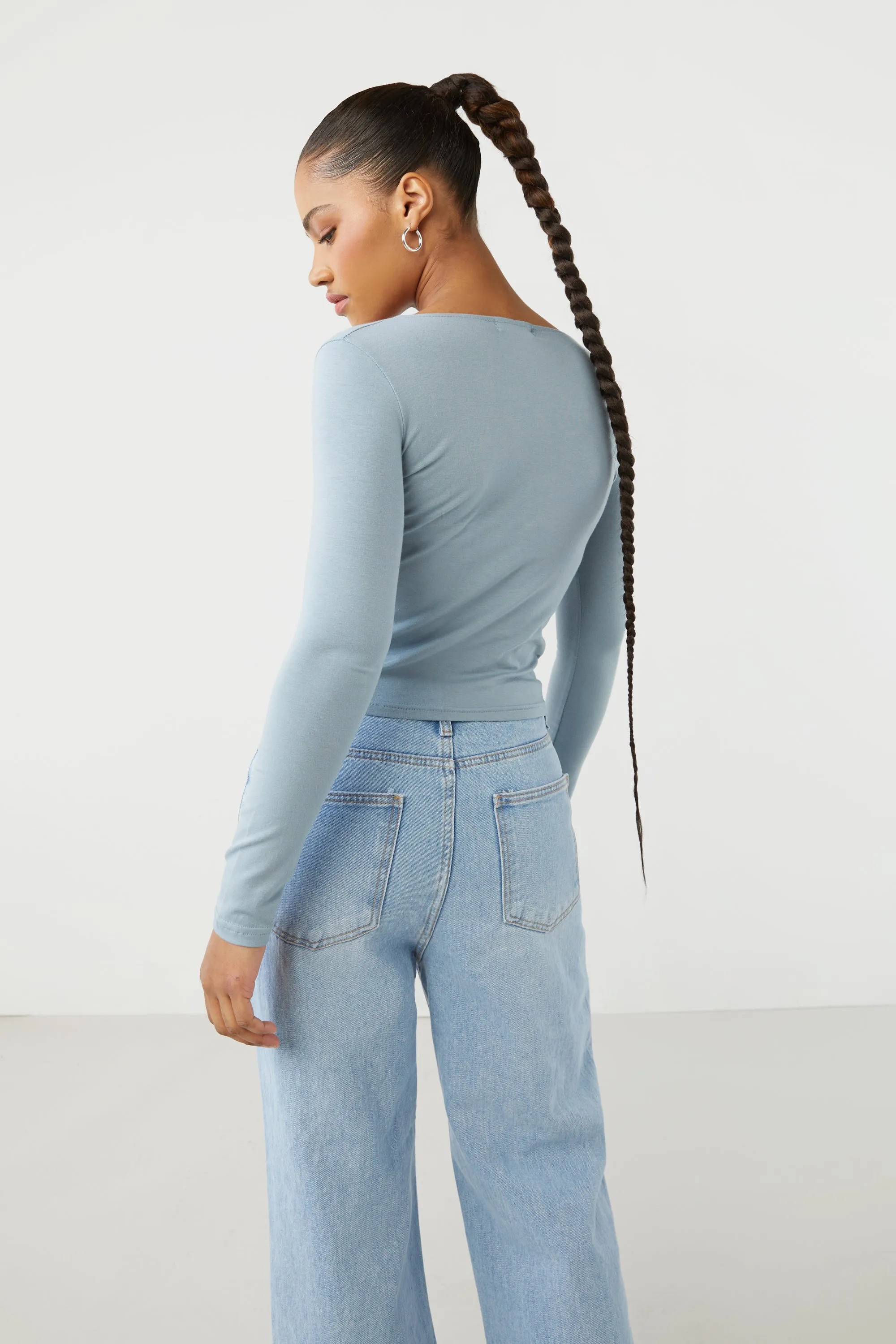 CROPPED LONG SLEEVE TOP sold by OAK AND FORT product image thumbnail 4