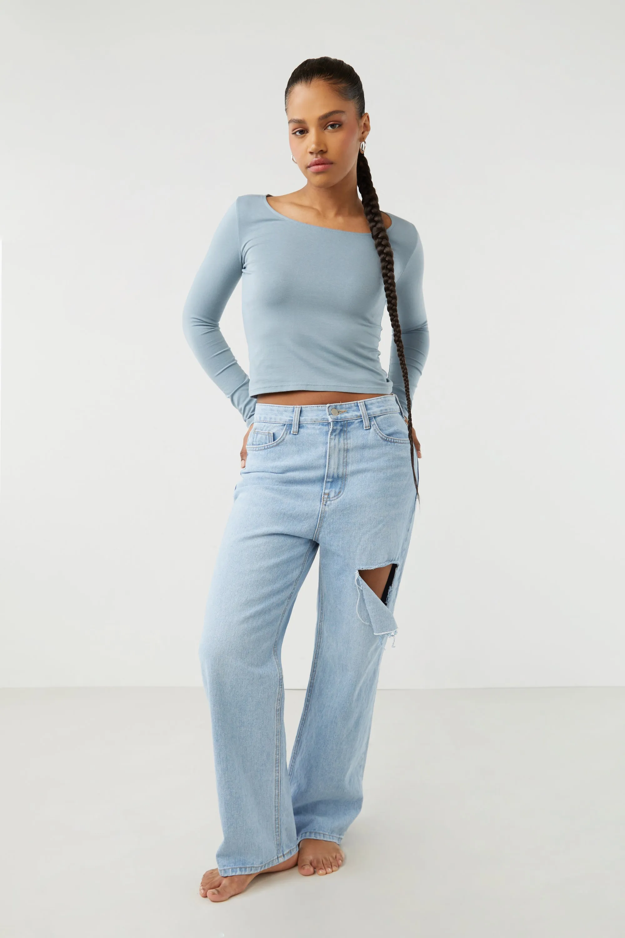 CROPPED LONG SLEEVE TOP sold by OAK AND FORT product image thumbnail 3