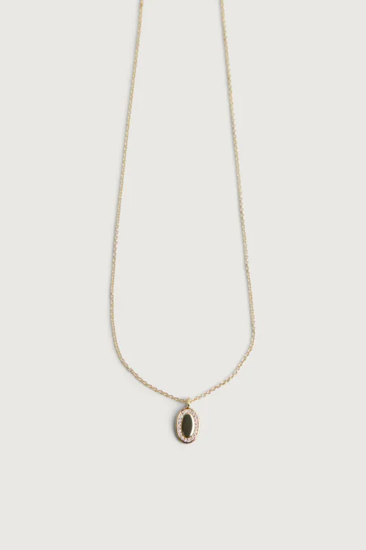ROLO CHAIN NECKLACE WITH OVAL ZIRCONIA sold by OAK AND FORT