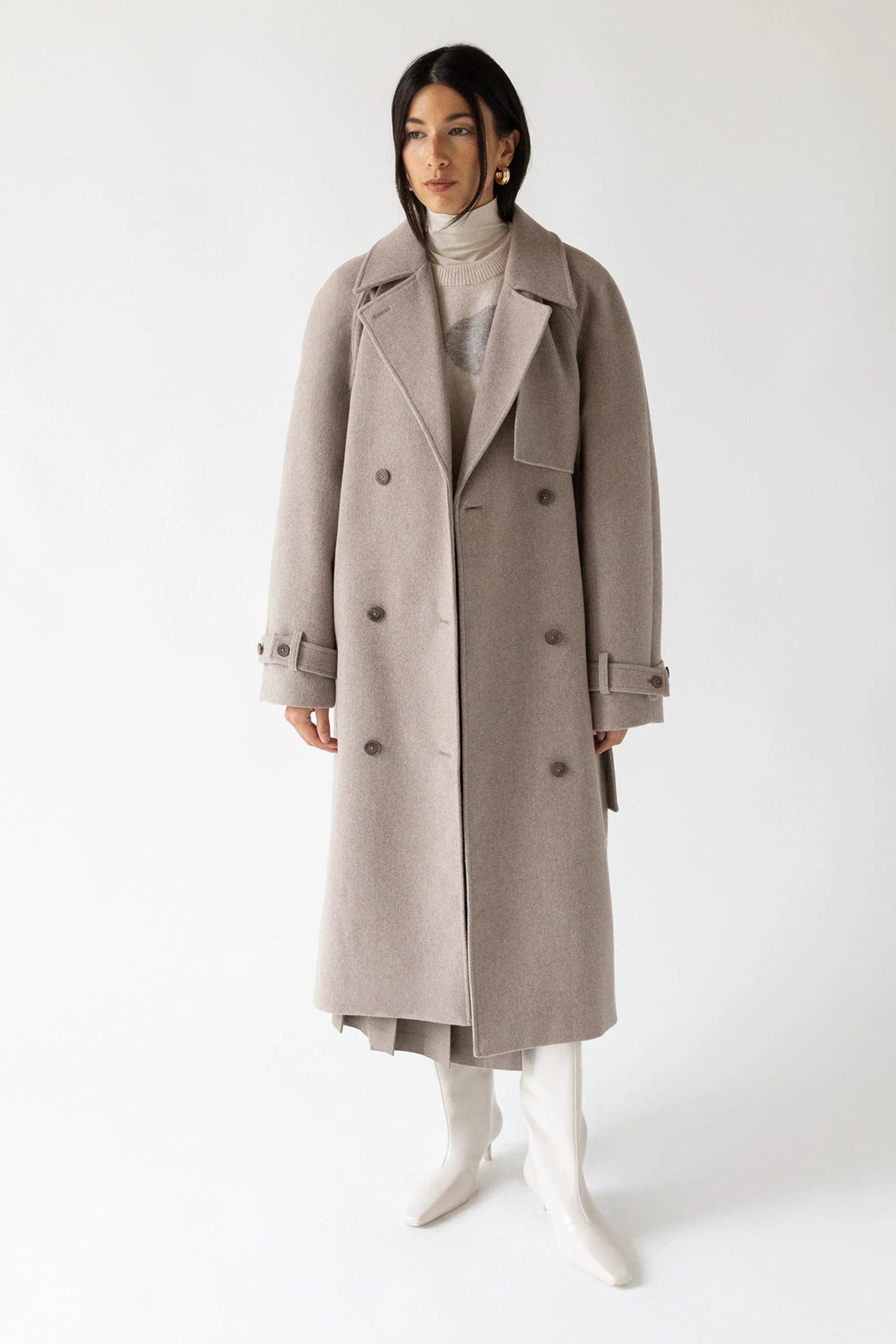 WOOL-BLEND TRENCH COAT sold by OAK AND FORT