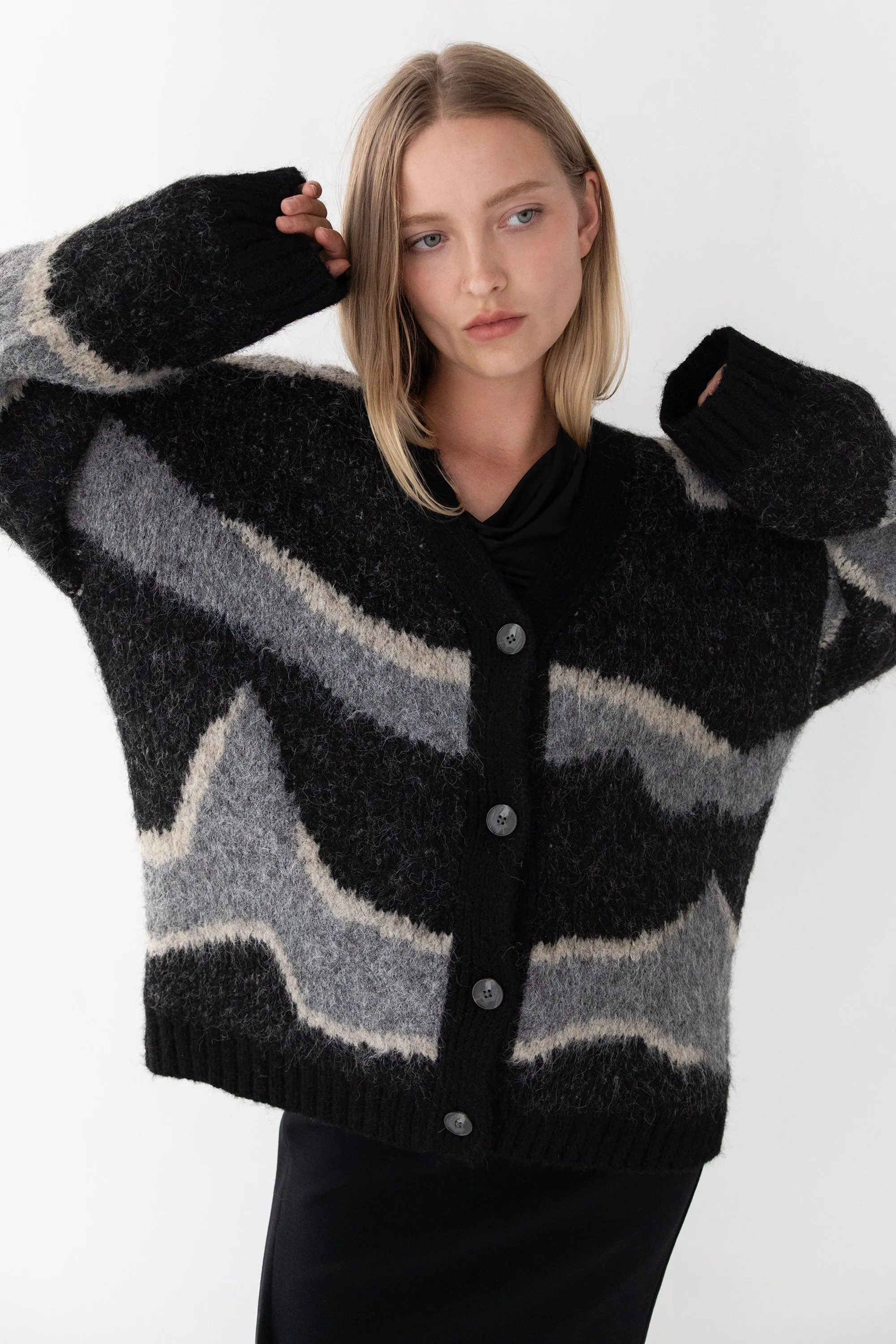 INTARSIA KNIT CARDIGAN sold by OAK AND FORT