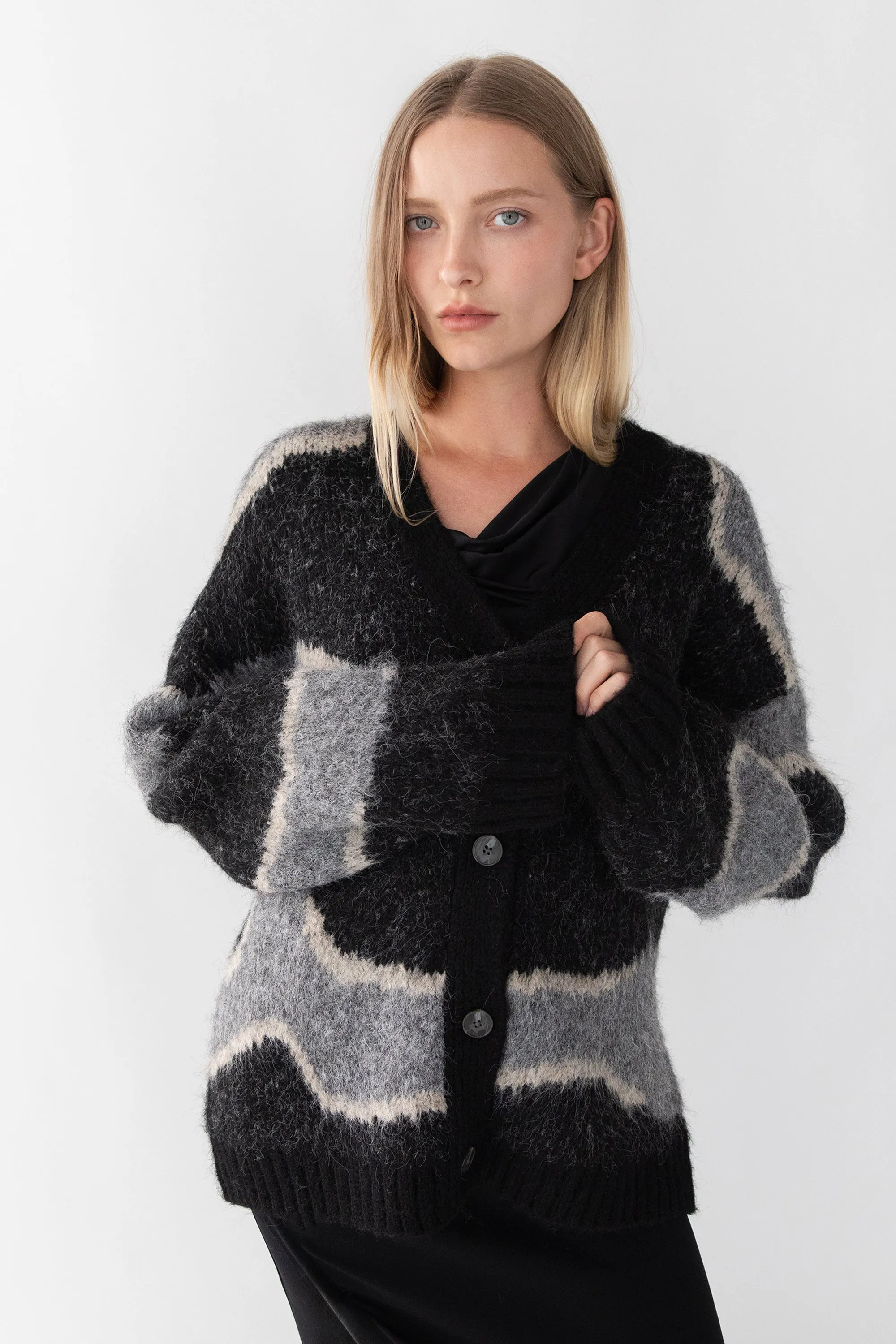 INTARSIA KNIT CARDIGAN sold by OAK AND FORT product image thumbnail 3