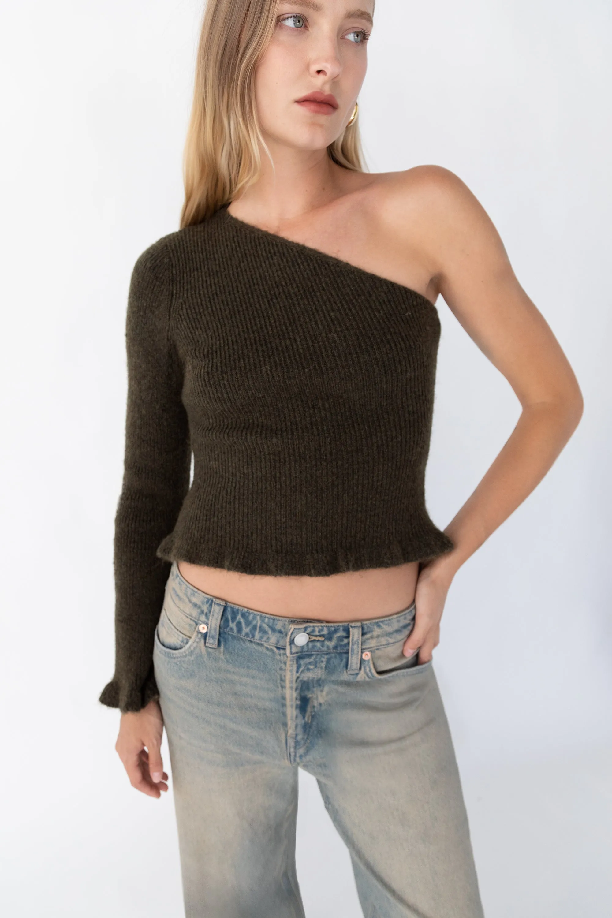 FITTED ONE SLEEVE SWEATER sold by OAK AND FORT