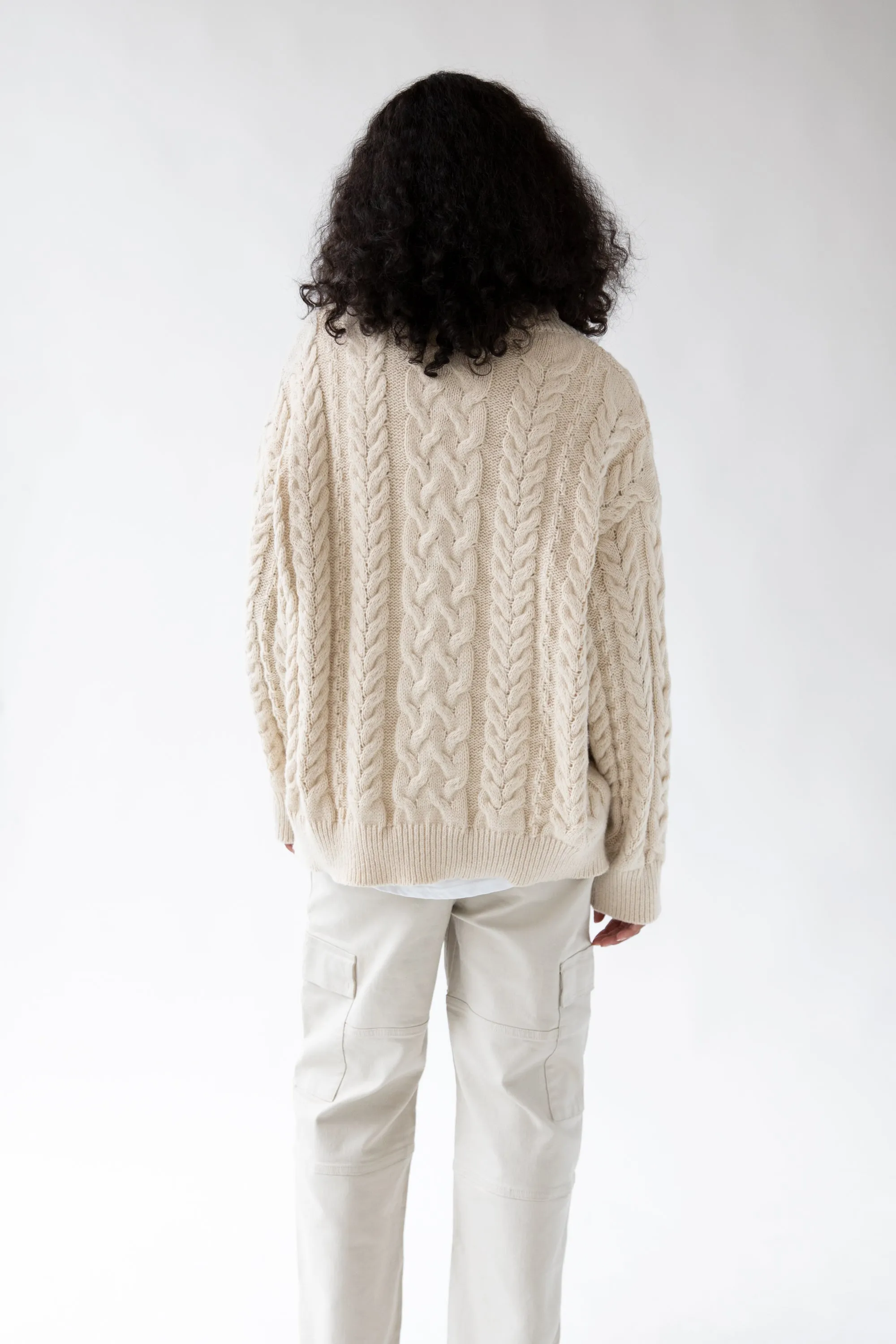 CABLE KNIT CREWNECK SWEATER sold by OAK AND FORT product image thumbnail 2