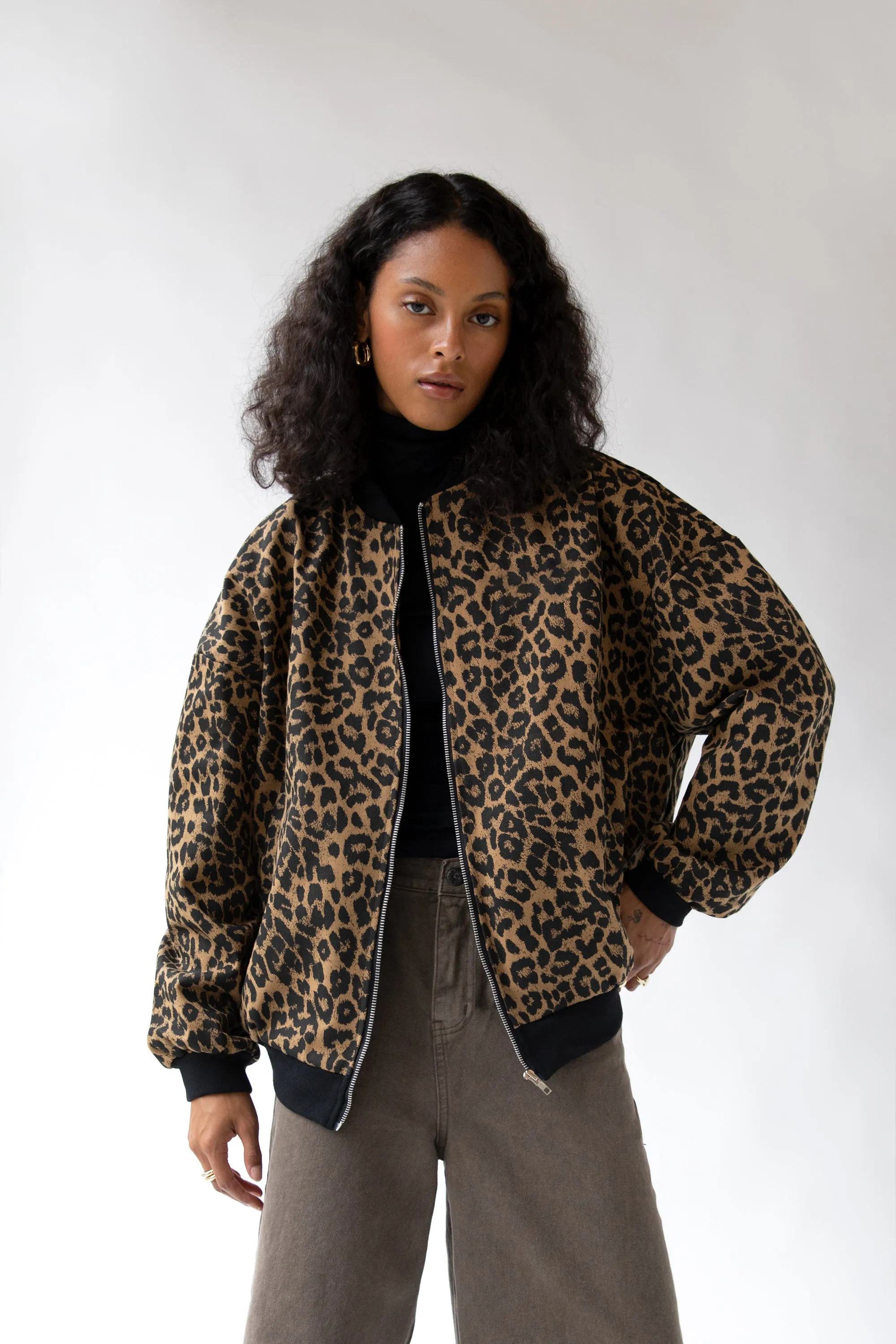LEOPARD PRINT BOMBER JACKET sold by OAK AND FORT