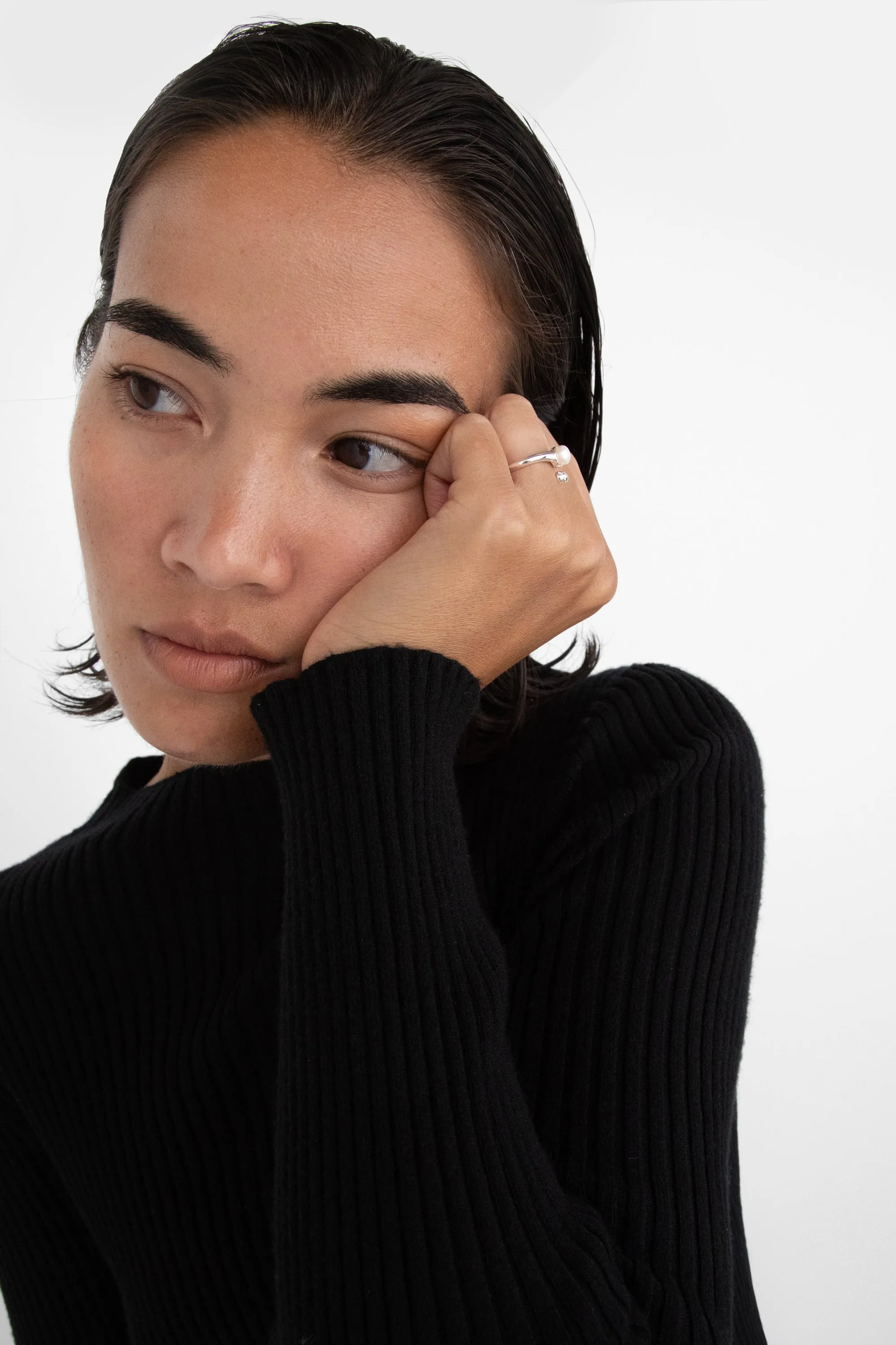 CURVED RING WITH PEARL sold by OAK AND FORT product image thumbnail 3