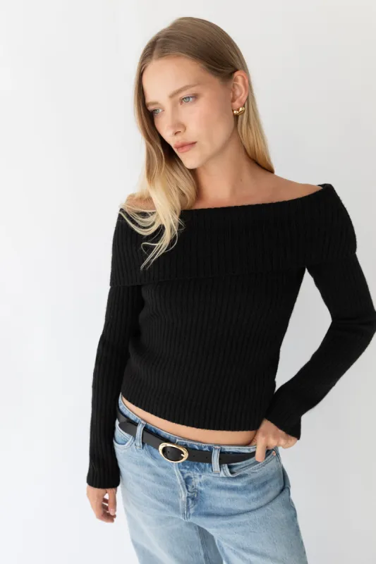 CROPPED OFF THE SHOULDER SWEATER sold by OAK AND FORT