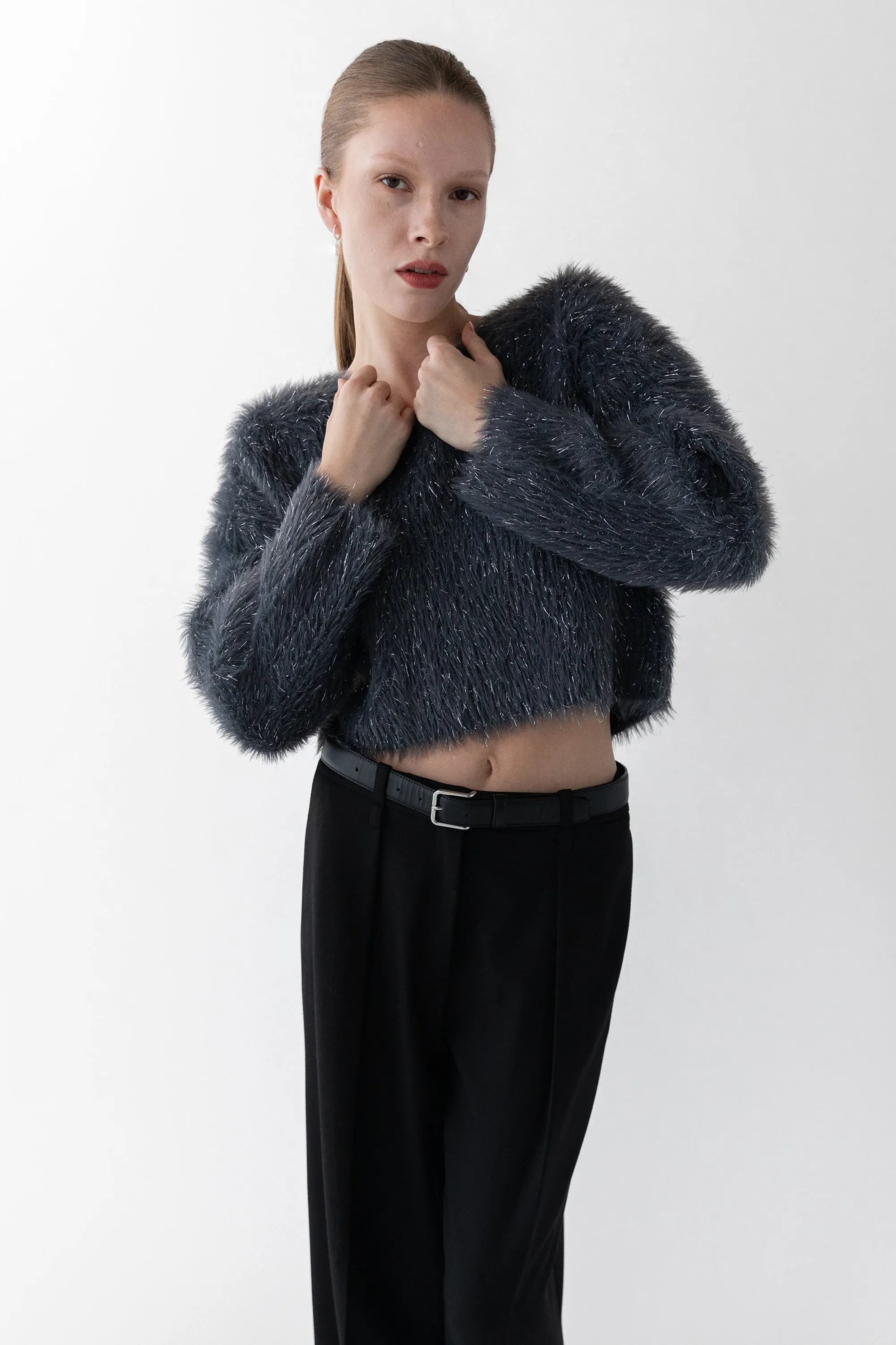 FUZZY METALLIC TINSEL SWEATER sold by OAK AND FORT product image thumbnail 2