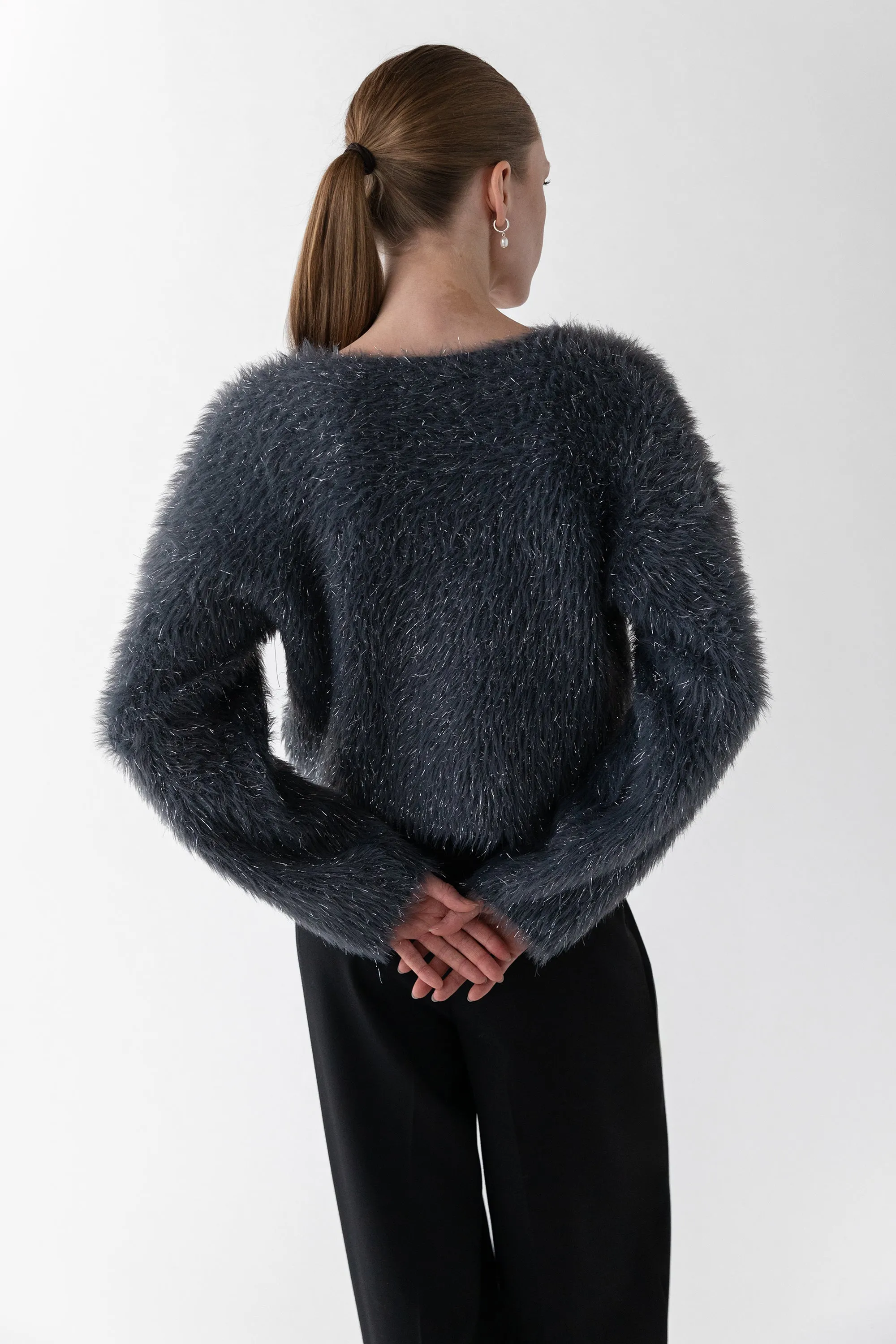 FUZZY METALLIC TINSEL SWEATER sold by OAK AND FORT product image thumbnail 5