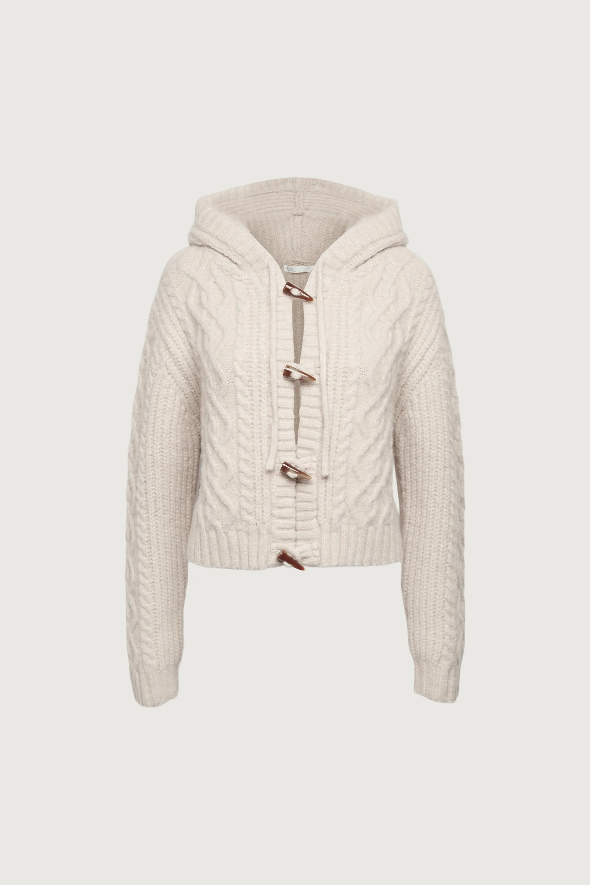 CABLE KNIT HOODED CARDIGAN WITH TOGGLE CLOSURE sold by OAK AND FORT product image thumbnail 5