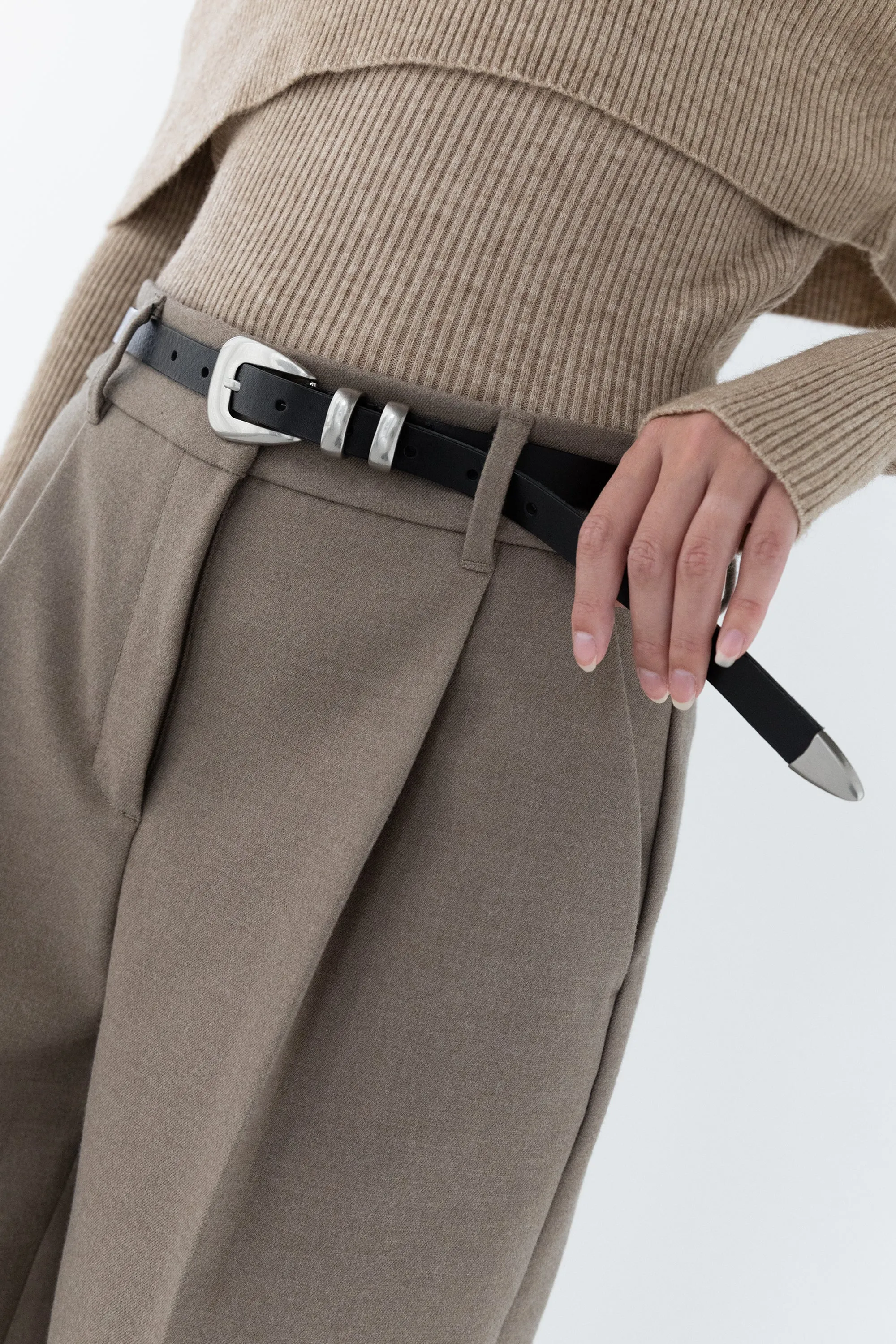 GENUINE LEATHER BELT WITH SILVER TIP sold by OAK AND FORT product image thumbnail 2