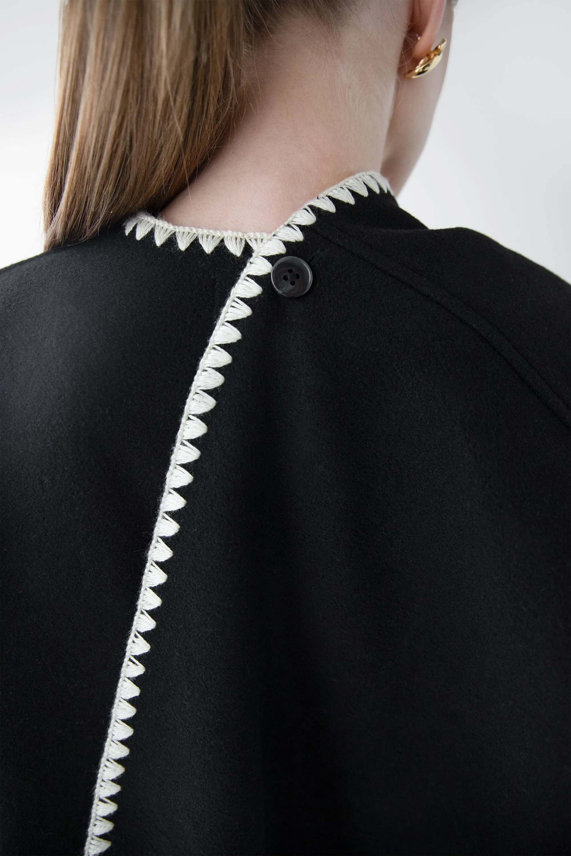 WOOL-BLEND CONTRAST STITCH SCARF JACKET sold by OAK AND FORT product image thumbnail 5