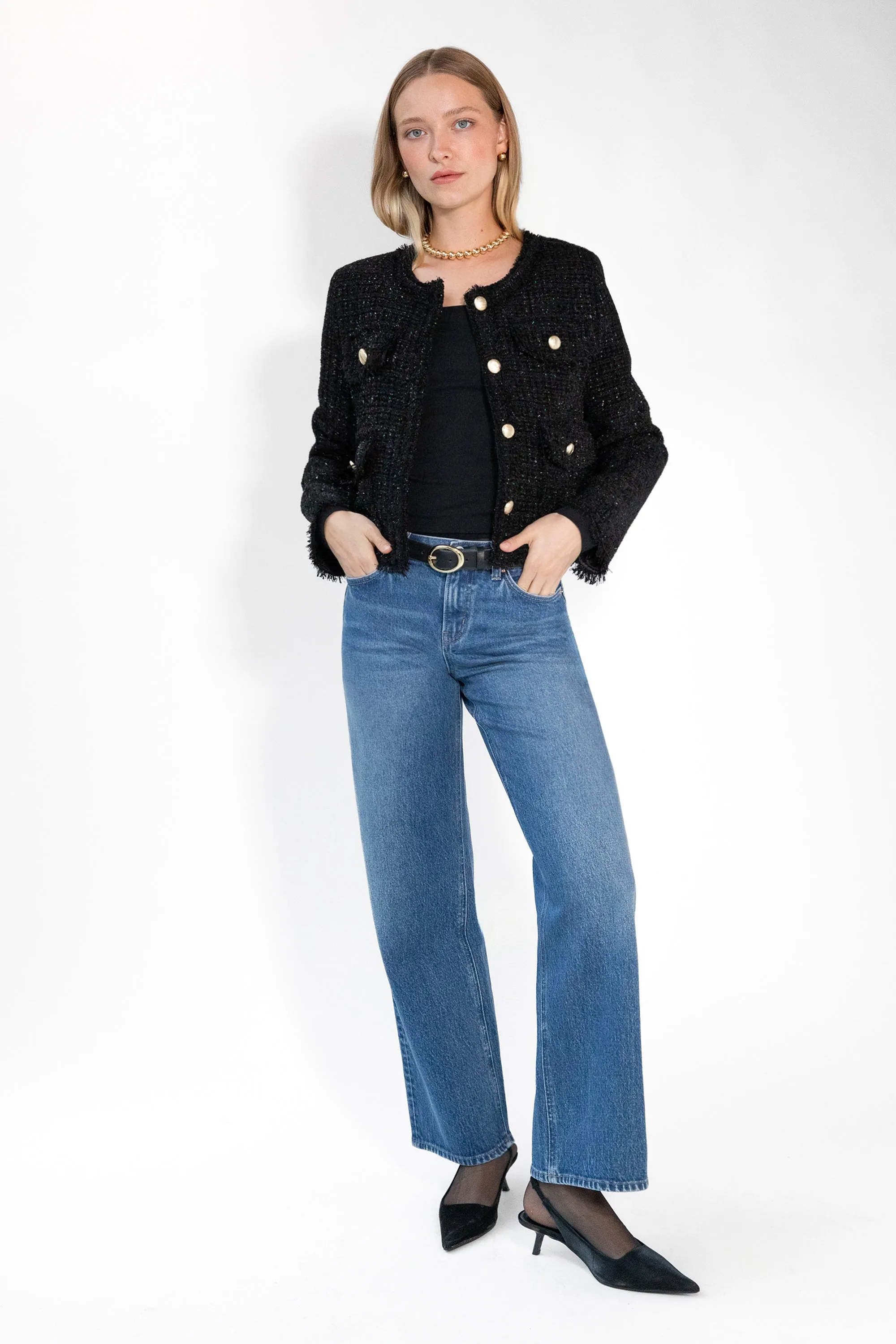 CROPPED TWEED JACKET sold by OAK AND FORT product image thumbnail 3