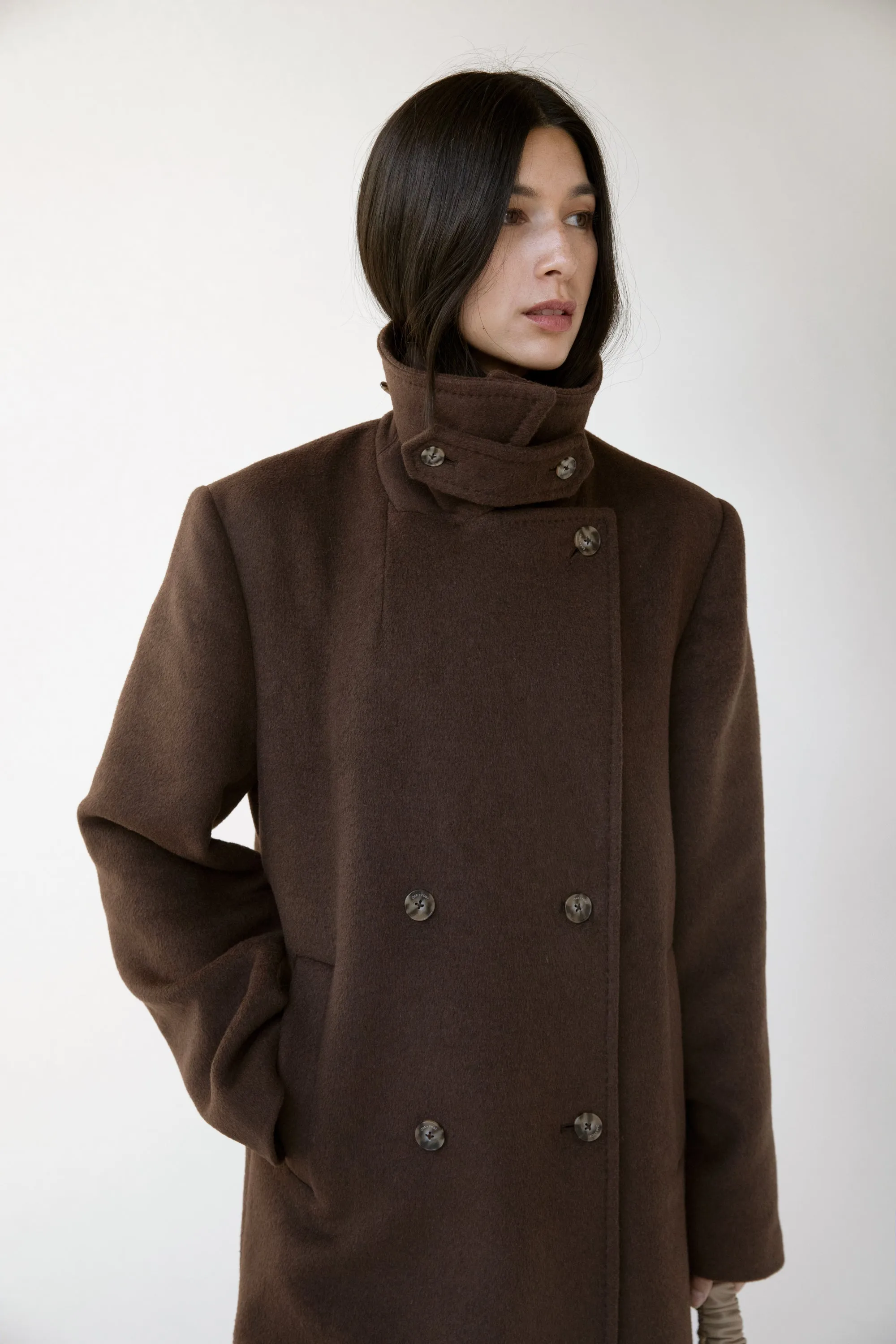 WOOL-BLEND DOUBLE BREASTED COAT WITH POCKETS sold by OAK AND FORT product image thumbnail 2
