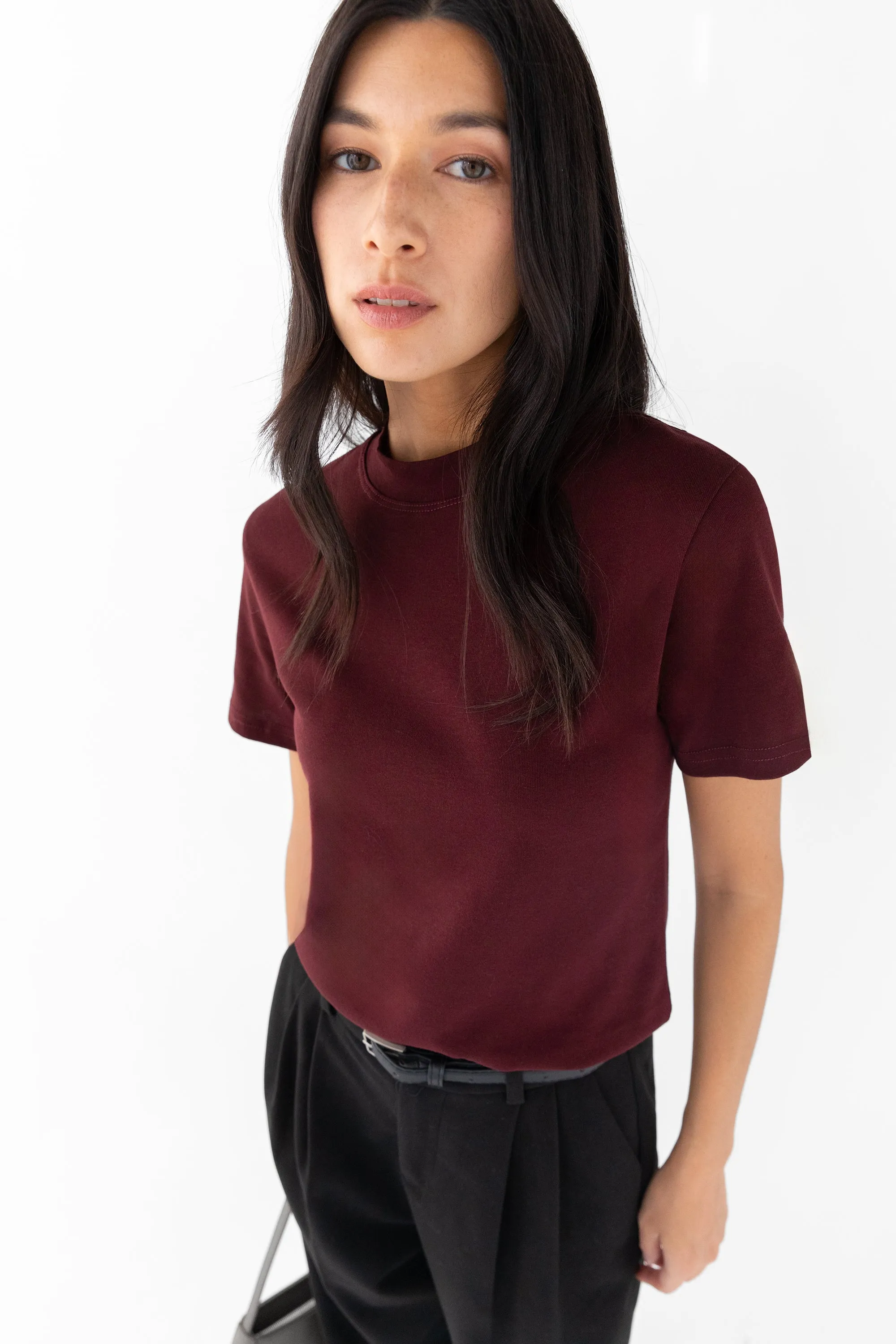 BURGUNDY SHORT SLEEVE TOP sold by OAK AND FORT product image thumbnail 3