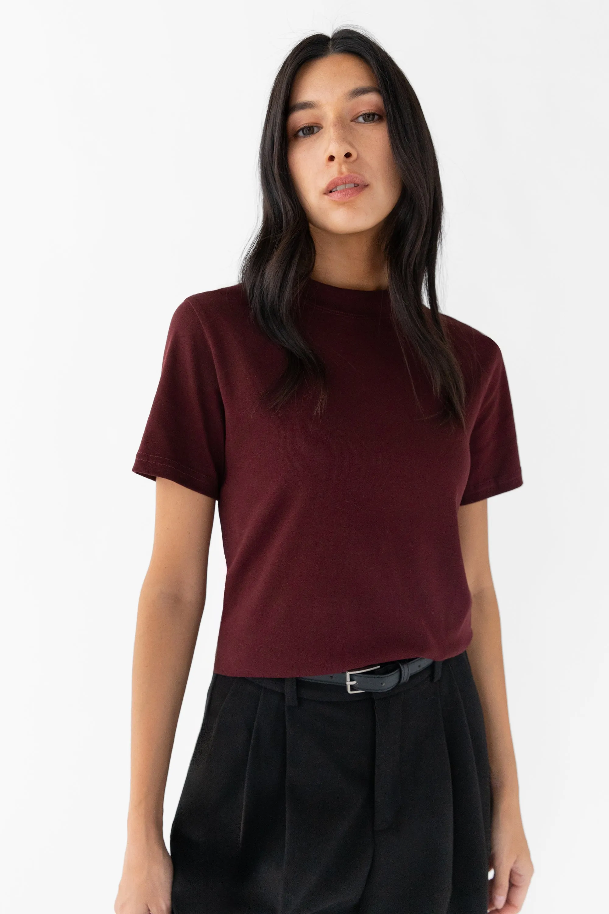 BURGUNDY SHORT SLEEVE TOP sold by OAK AND FORT