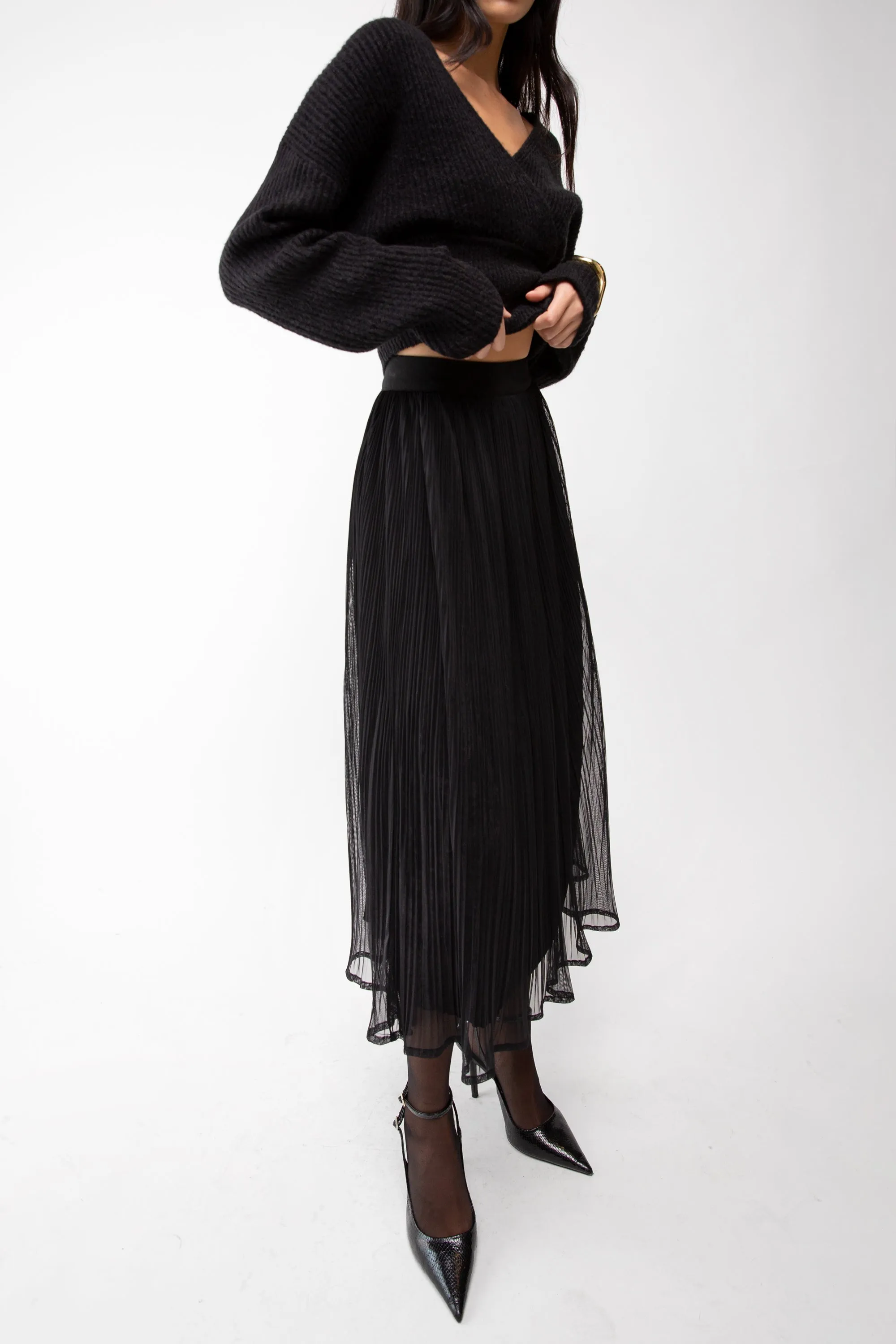 PLEATED LAYER MAXI SKIRT sold by OAK AND FORT