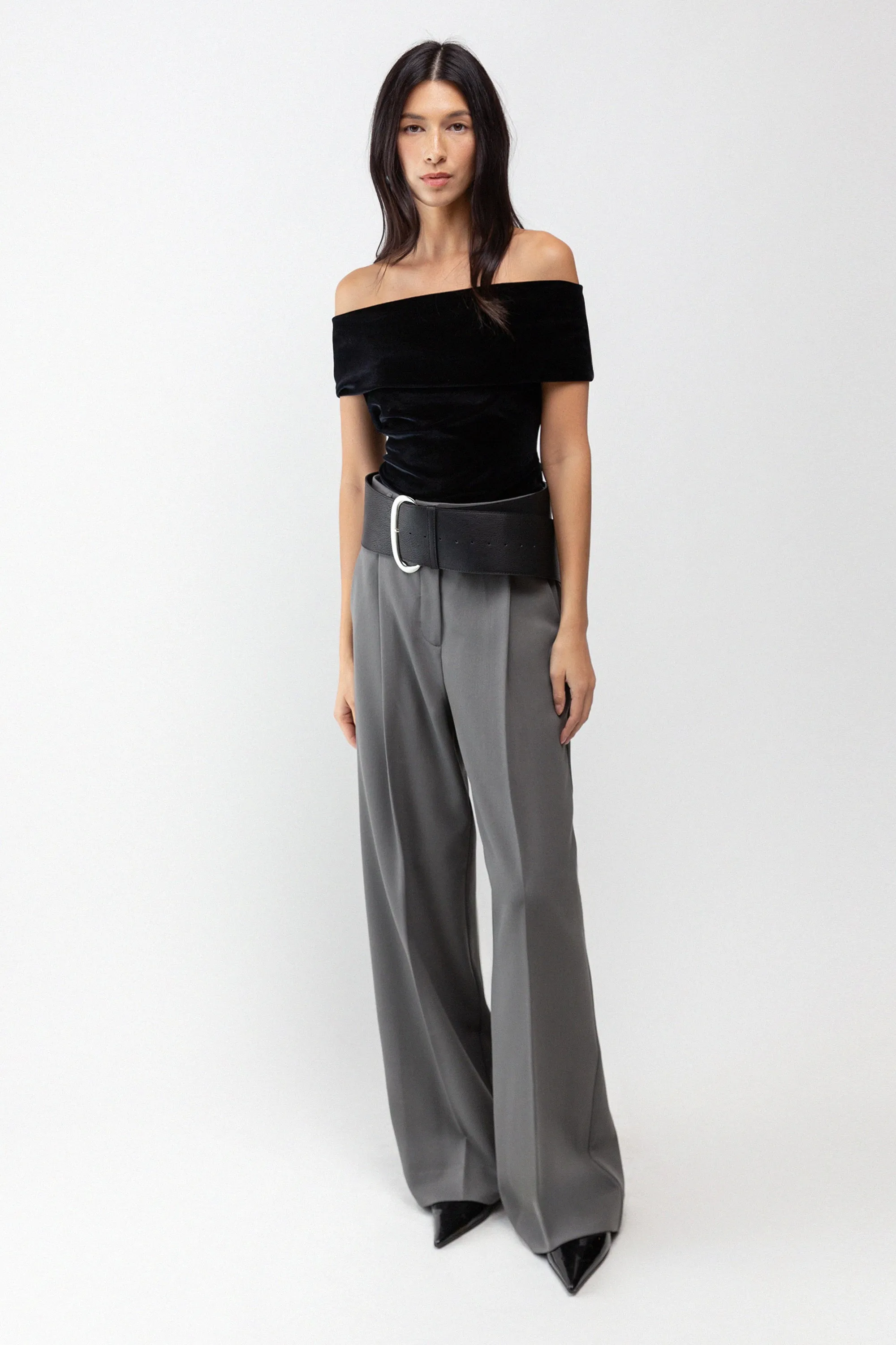 VELVET OFF THE SHOULDER TOP sold by OAK AND FORT product image thumbnail 4