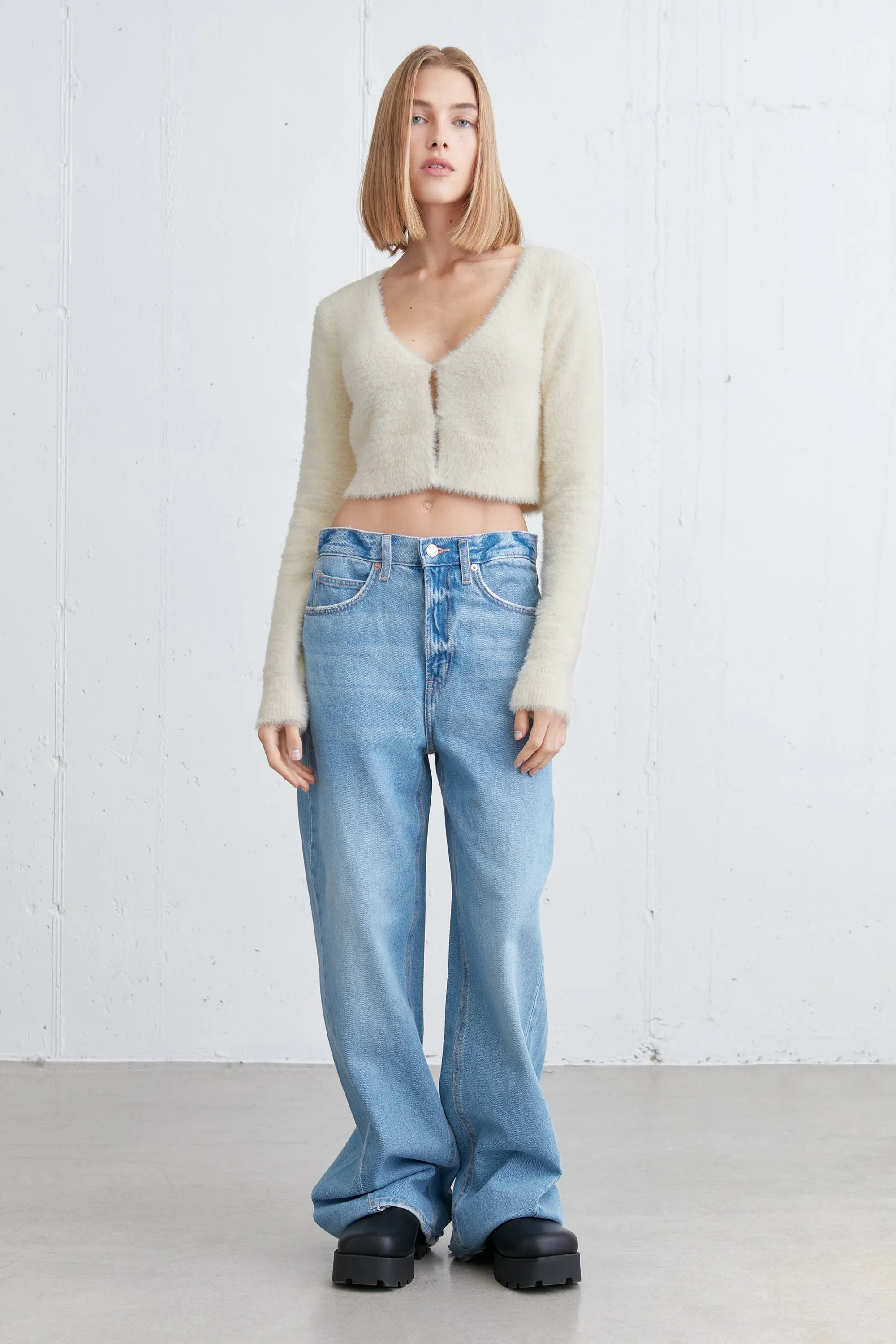 CROPPED FUZZY CARDIGAN sold by OAK AND FORT product image thumbnail 2