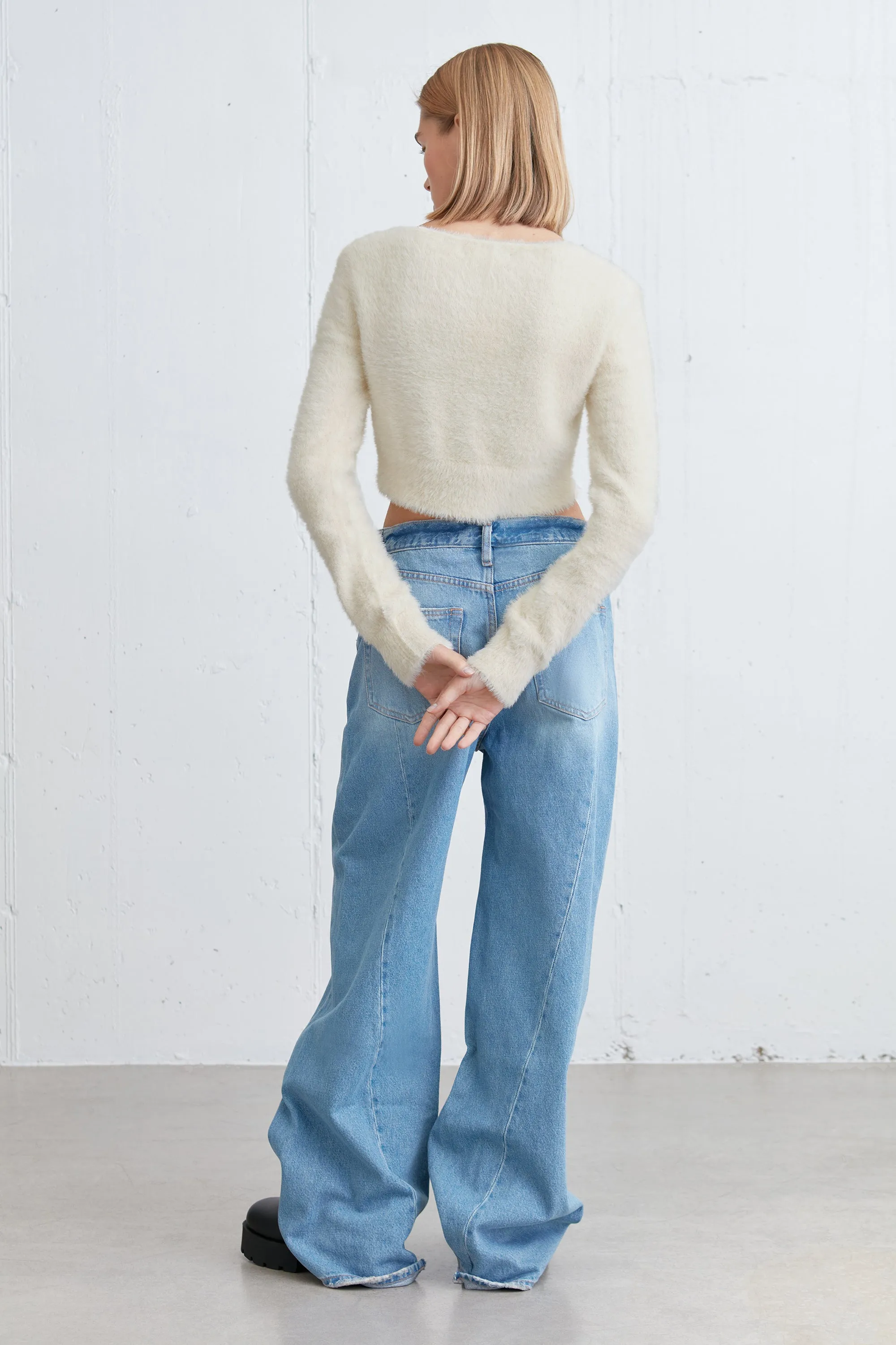 CROPPED FUZZY CARDIGAN sold by OAK AND FORT product image thumbnail 4