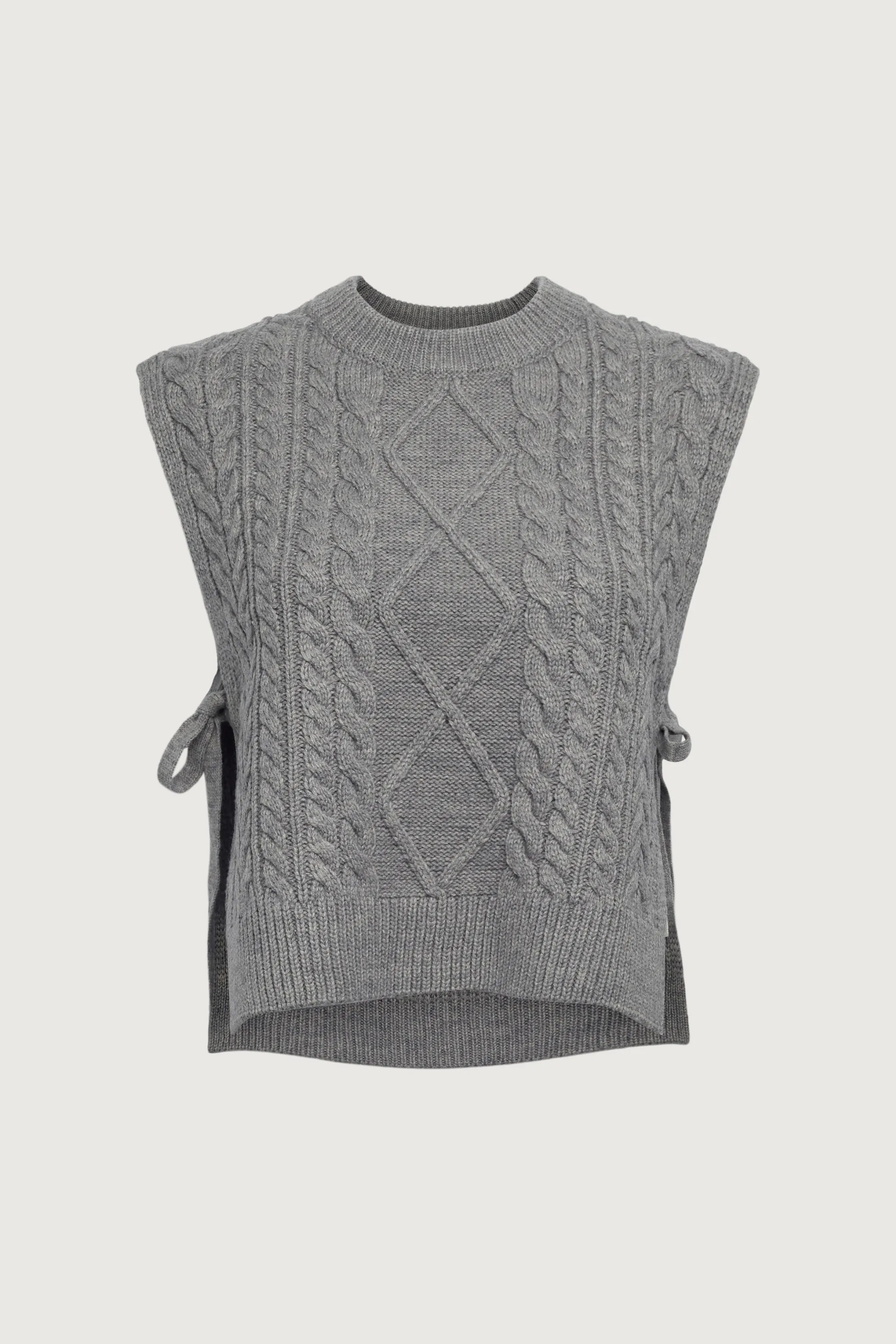SLEEVELESS CABLE-KNIT VEST WITH TIES sold by OAK AND FORT product image thumbnail 5