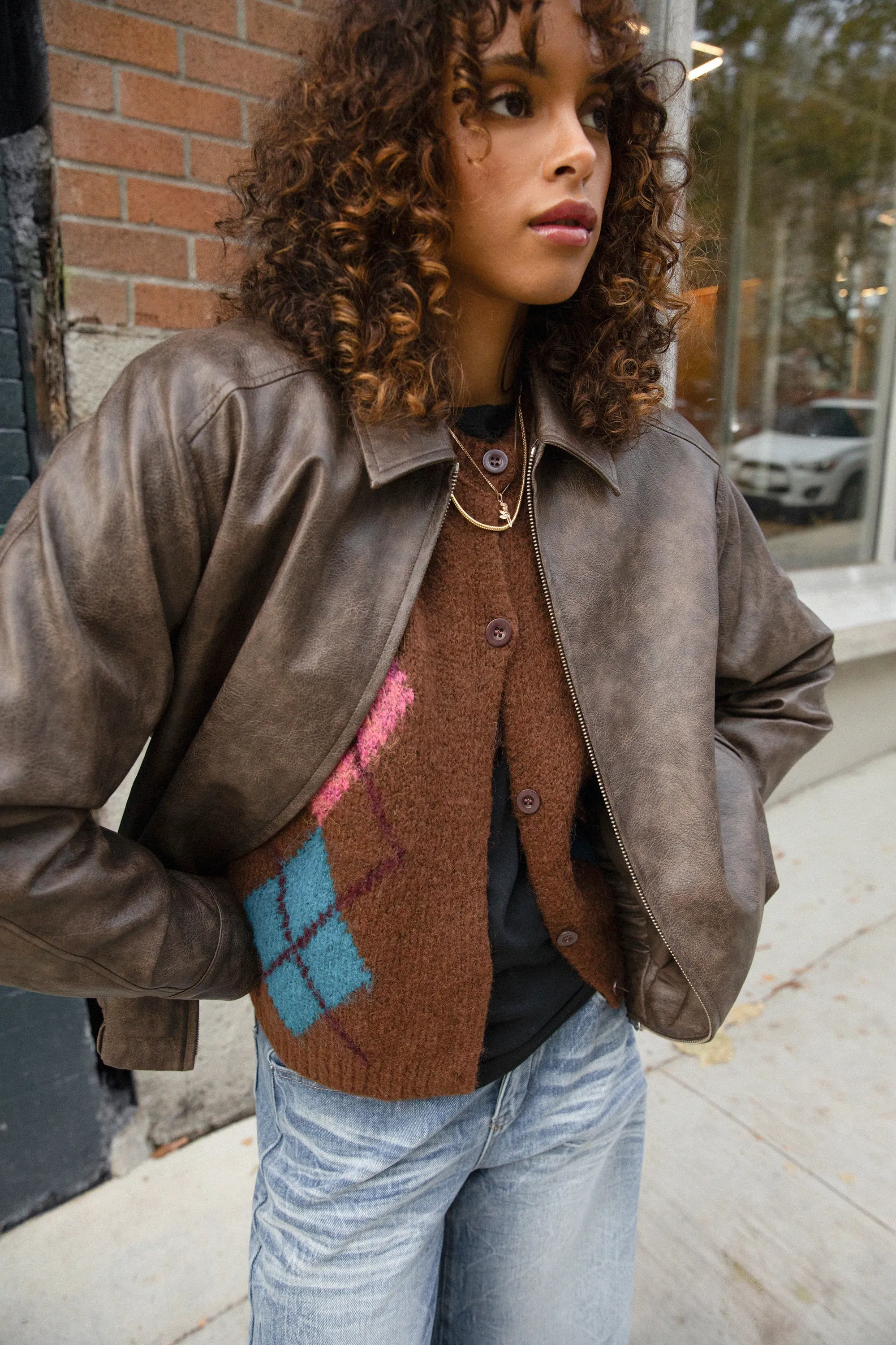 WOOL-BLEND ARGYLE PATTERN CARDIGAN sold by OAK AND FORT product image thumbnail 3