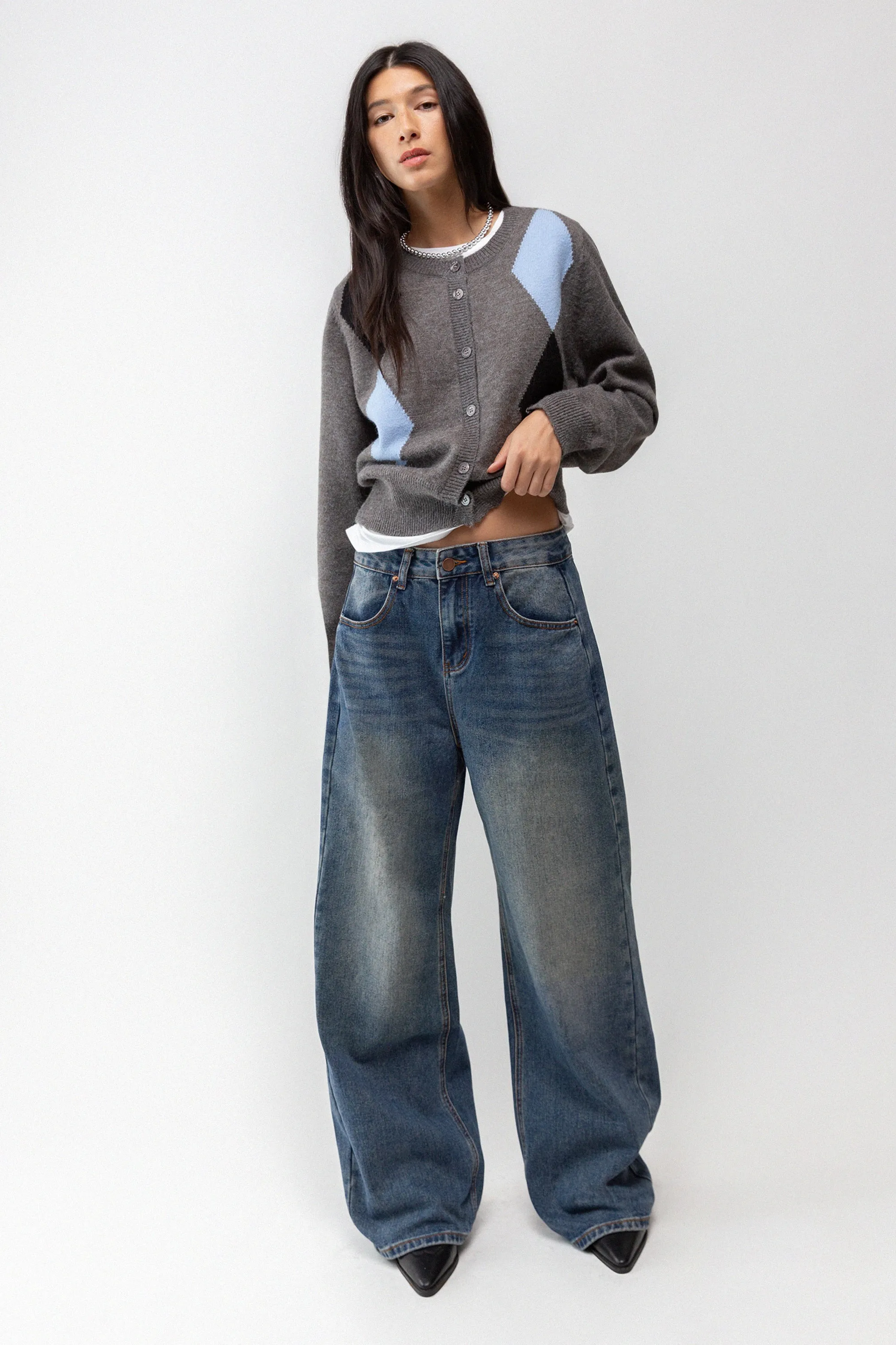 SLIM FIT ARGYLE CARDIGAN sold by OAK AND FORT product image thumbnail 2