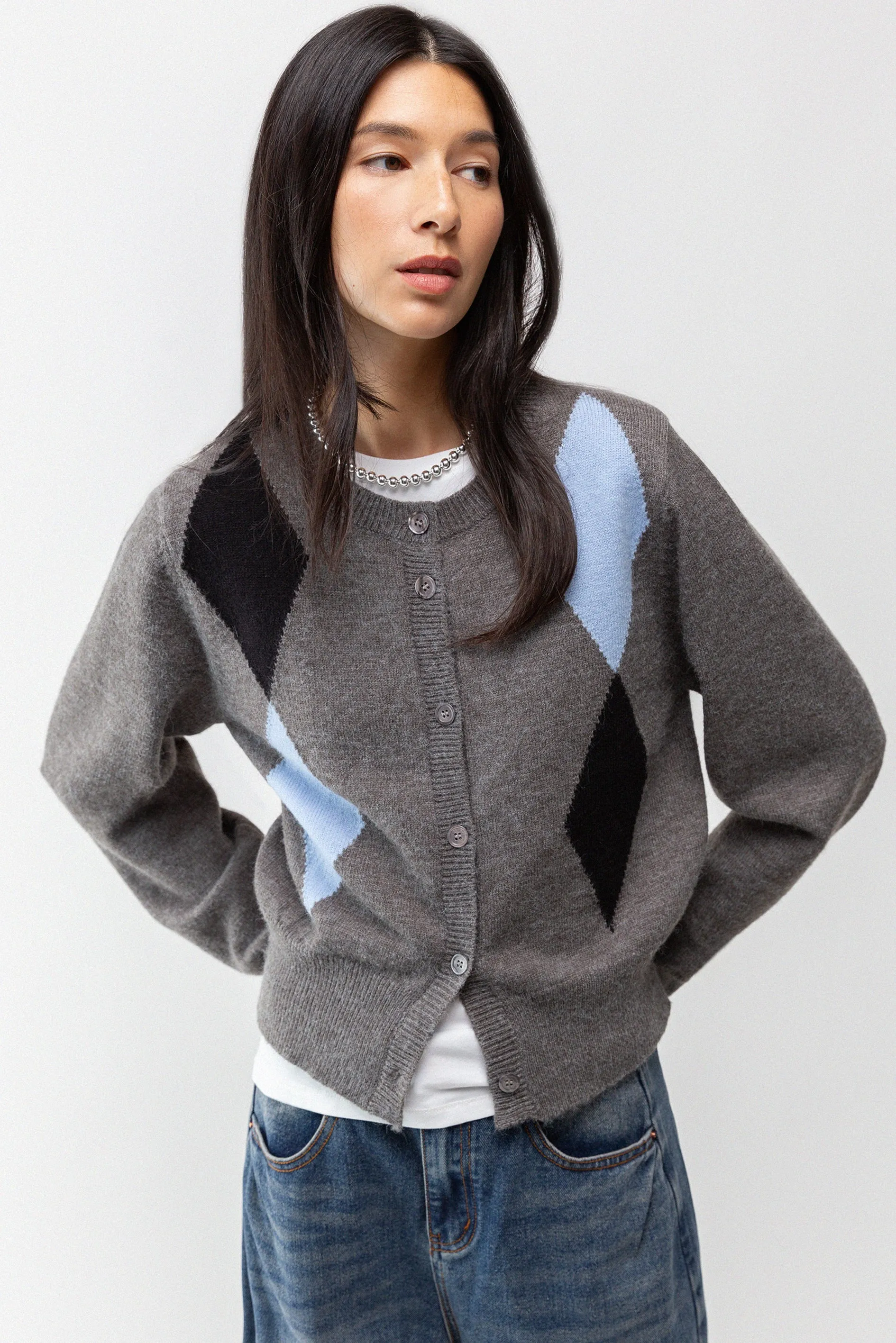 SLIM FIT ARGYLE CARDIGAN sold by OAK AND FORT