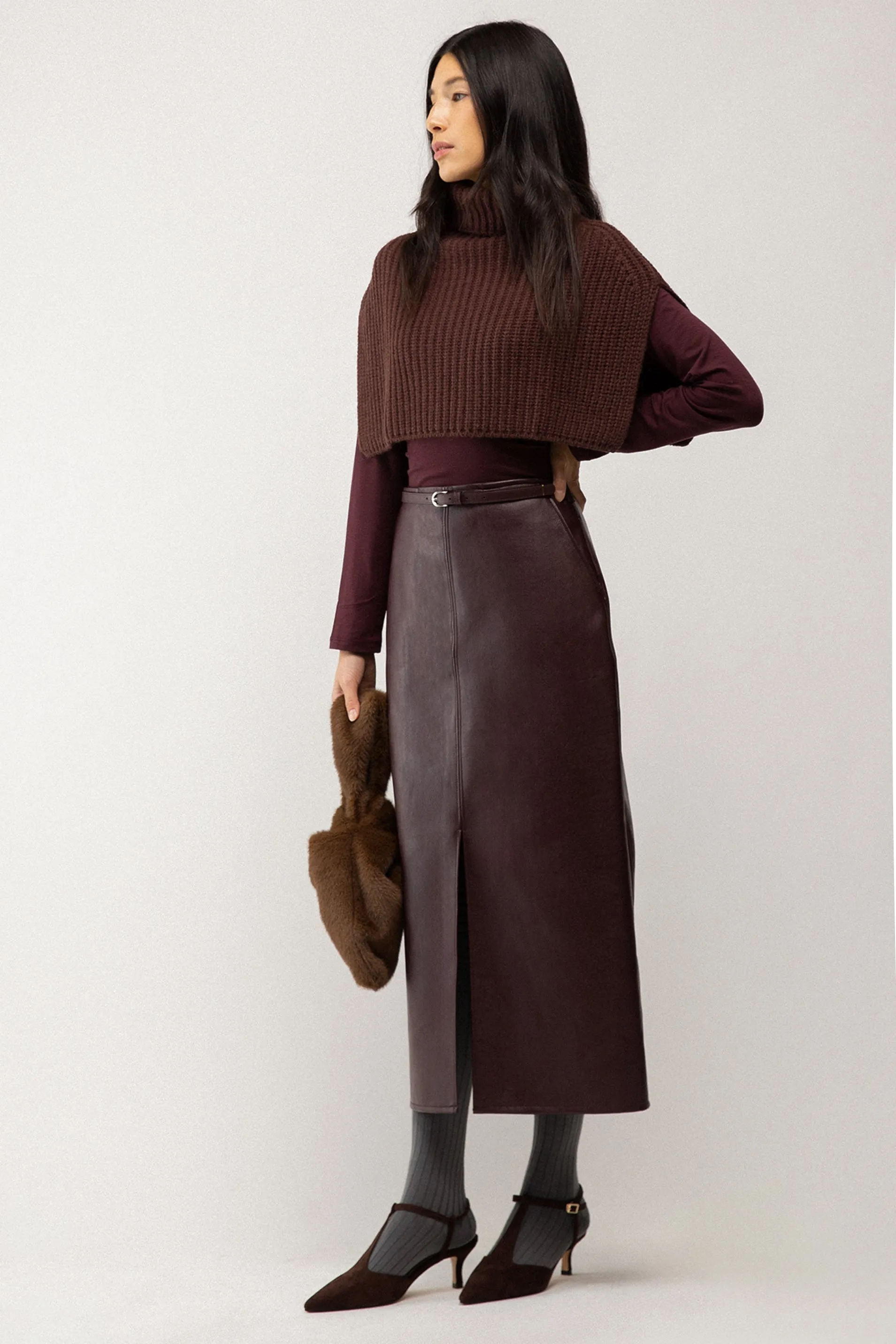 VEGAN LEATHER MAXI SKIRT sold by OAK AND FORT product image thumbnail 3