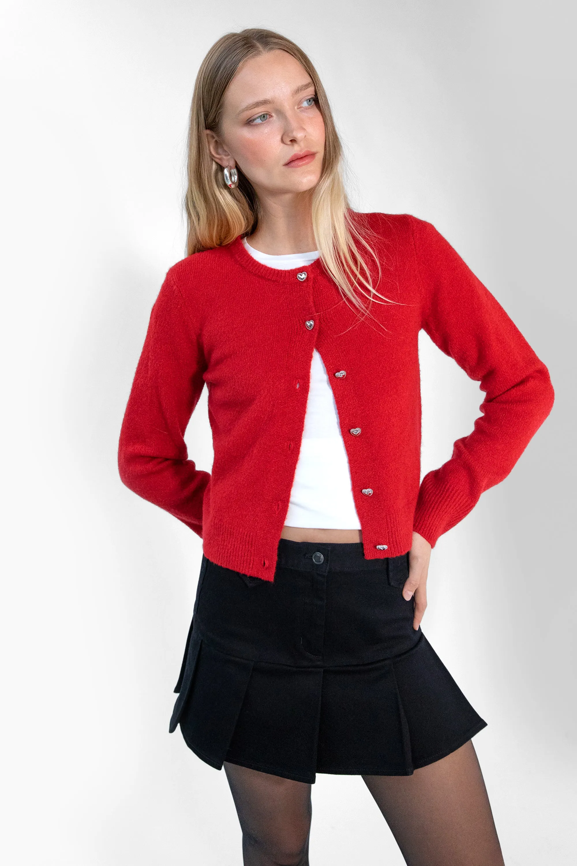 HEART BUTTON FRONT CARDIGAN sold by OAK AND FORT product image thumbnail 4