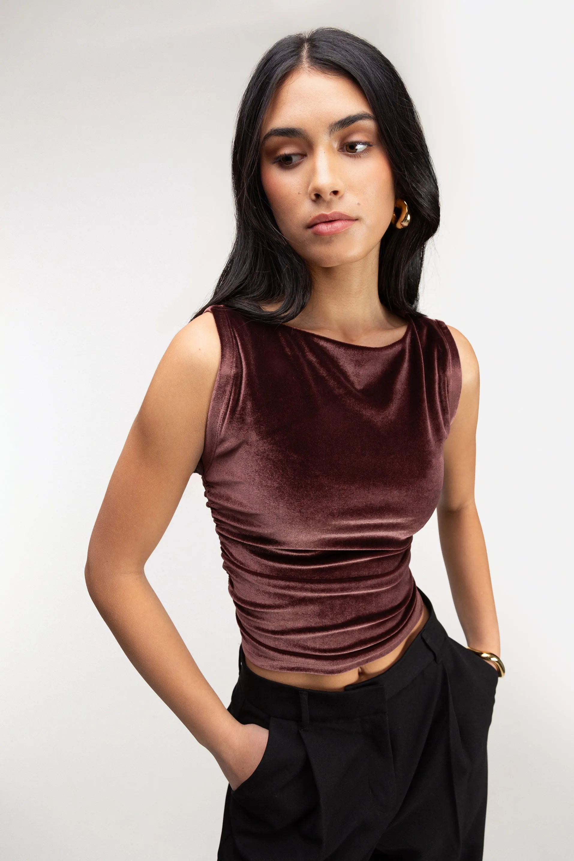 VELVET SLEEVELESS TANK TOP sold by OAK AND FORT product image thumbnail 3