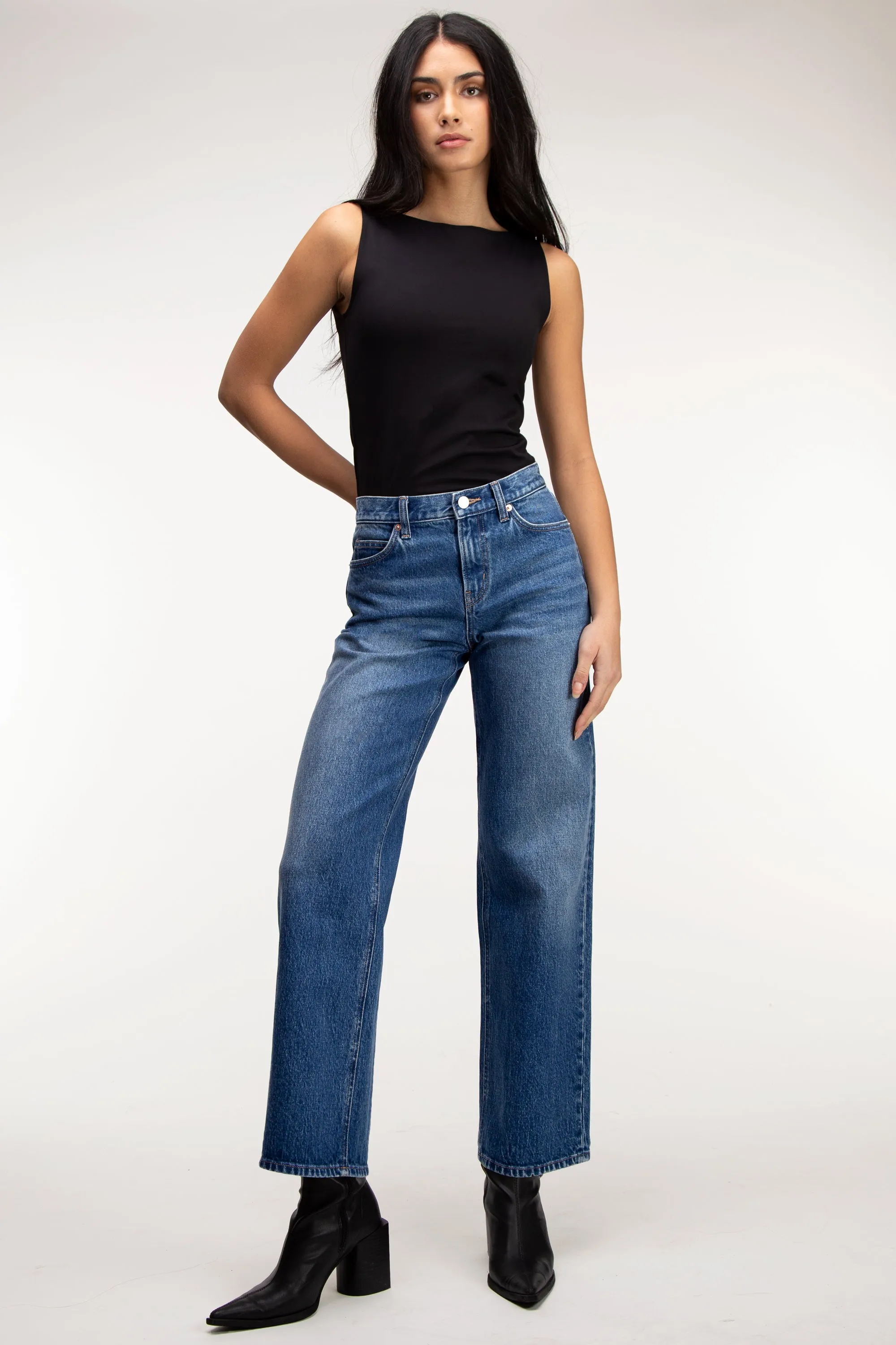 Mid-Rise Straight Leg Jean sold by OAK AND FORT