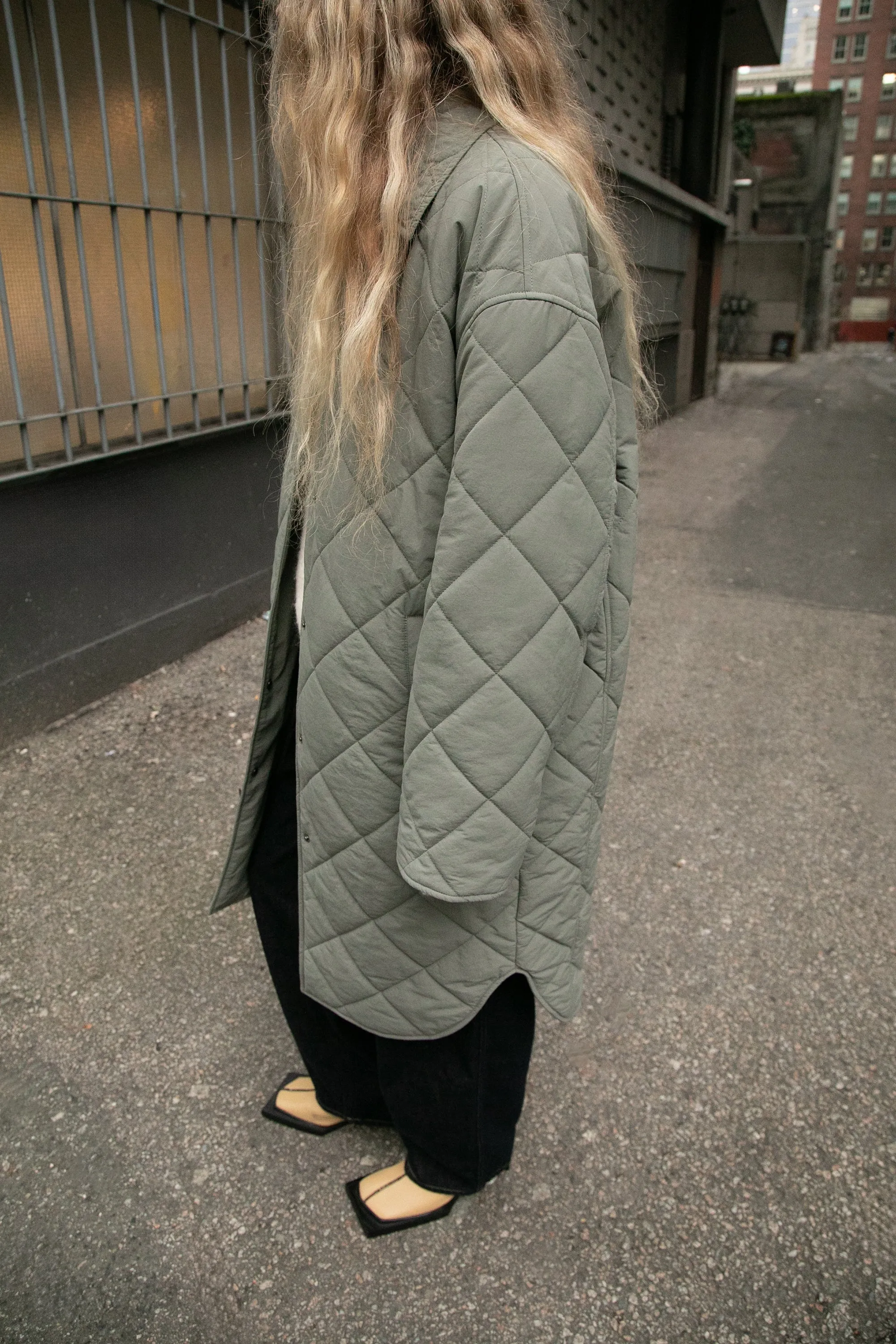 QUILTED PUFFER MIDI SHACKET sold by OAK AND FORT product image thumbnail 3