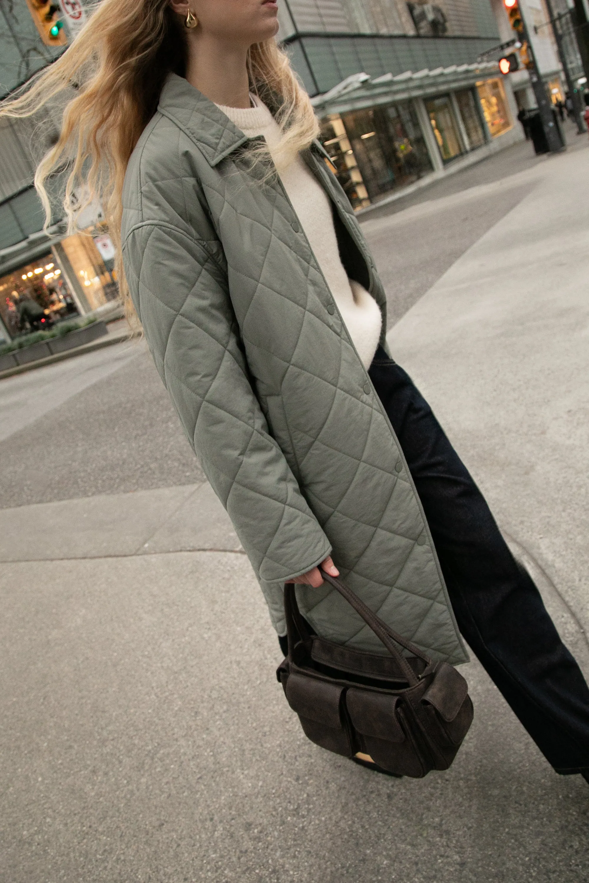 QUILTED PUFFER MIDI SHACKET sold by OAK AND FORT product image thumbnail 2