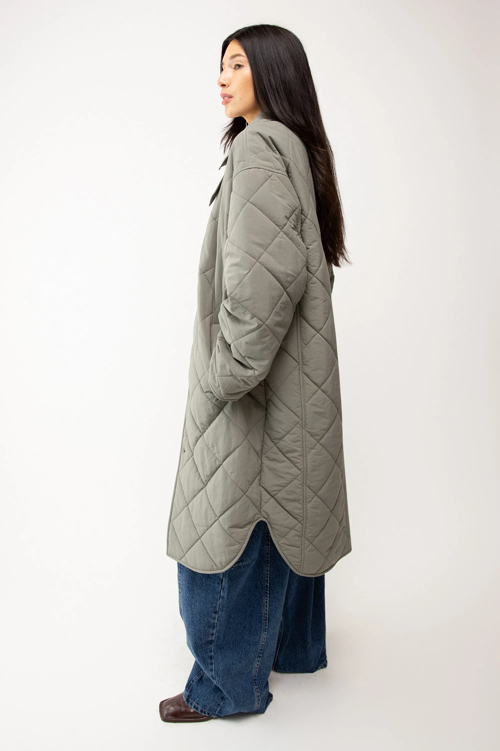 QUILTED PUFFER MIDI SHACKET sold by OAK AND FORT product image thumbnail 5