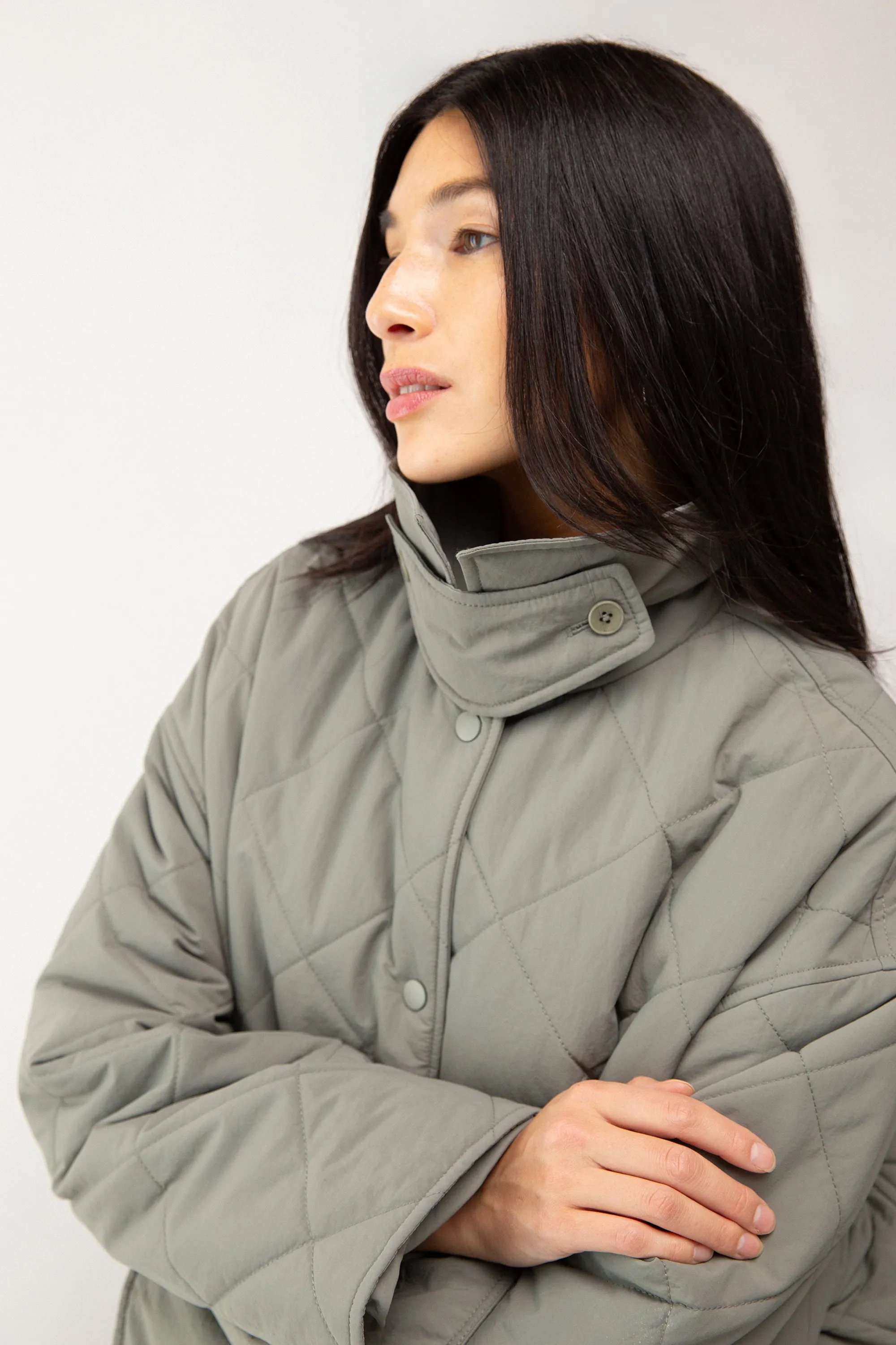 QUILTED PUFFER MIDI SHACKET sold by OAK AND FORT product image thumbnail 4