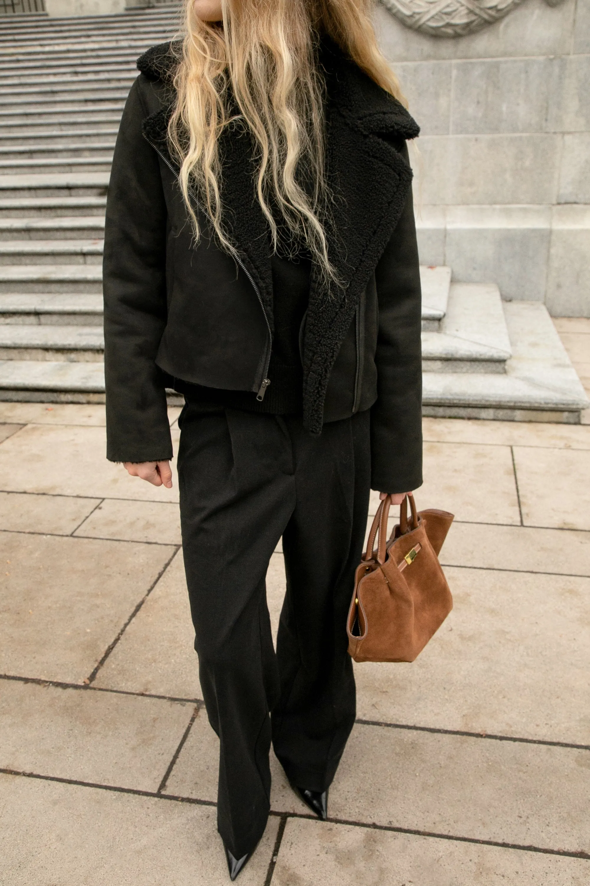 VEGAN SUEDE SHERPA AVIATOR JACKET sold by OAK AND FORT